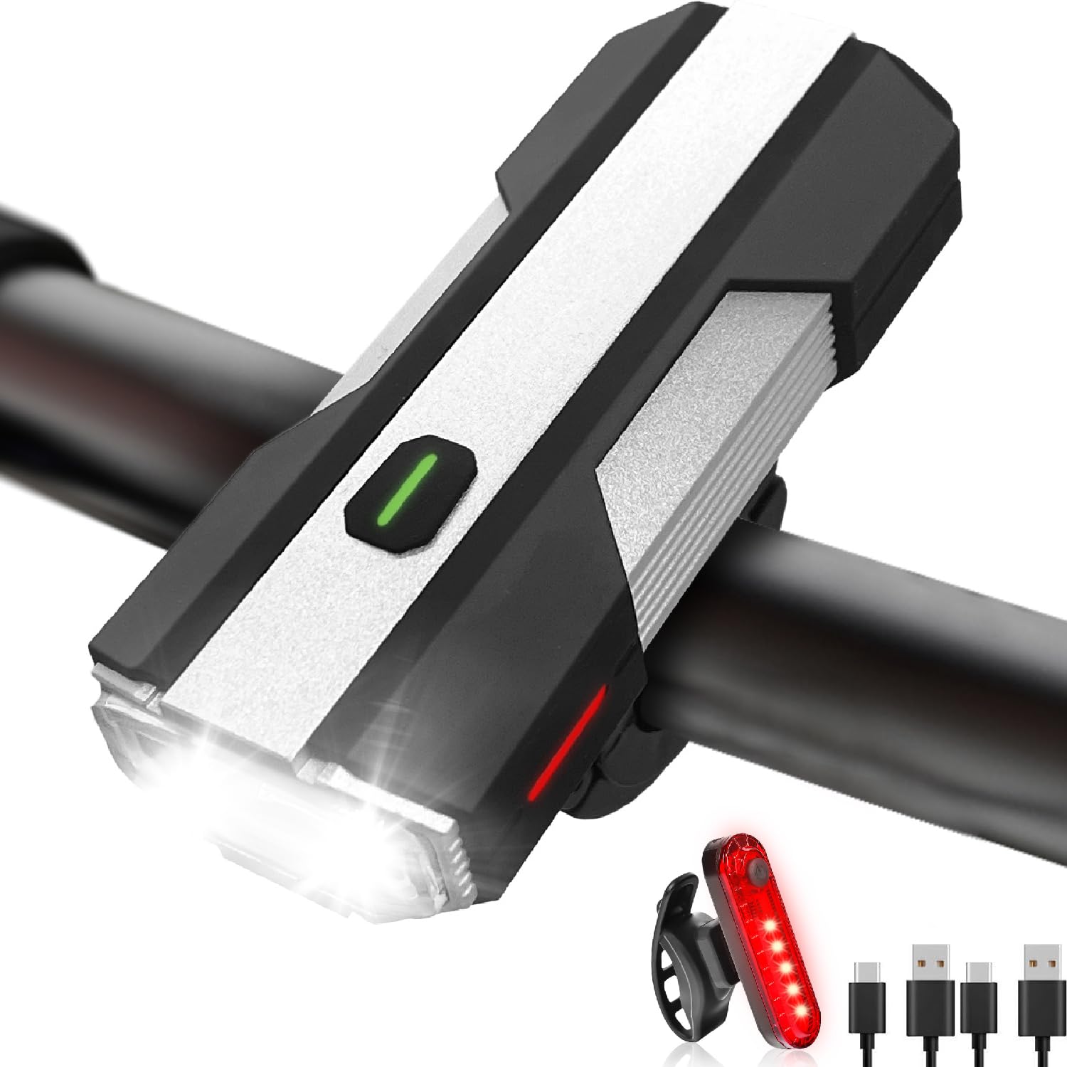 Bike Lights, 6+4 Modes Rechargeable Type-C Bike Light for Night Riding, Anti-Dazzle High Lumen LED Bike Lights Front and Rear, Bicycle Light Set Front and Back for Kids, Road, Cycling, Biking