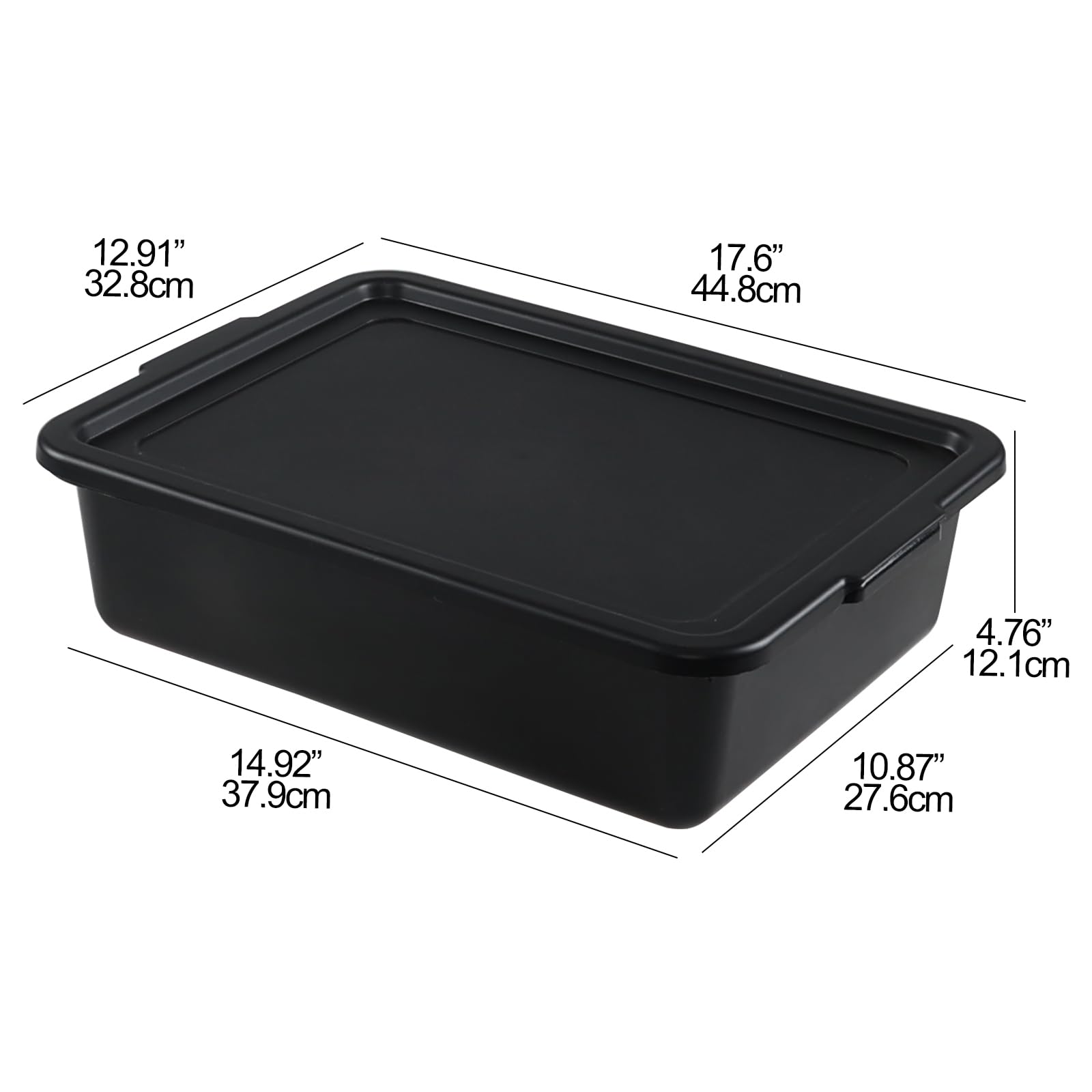 Paquete de 3 tinas de autobús de servicio de alimentos de 13 L con tapas, caja de autobús de utilidad comercial, color negro