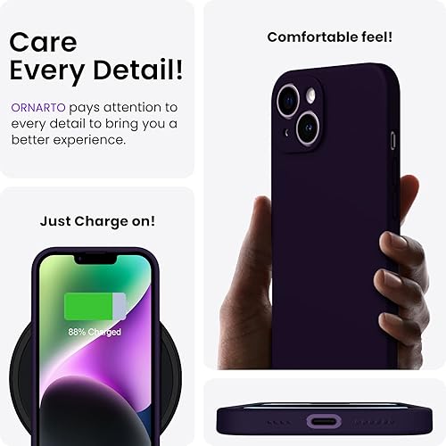 Miniatura 4 de ORNARTO Funda diseñada para iPhone 14 Plus con 2 protectores de pantalla de gel de silicona líquida cuerpo completo a prueba de golpes para iPhone