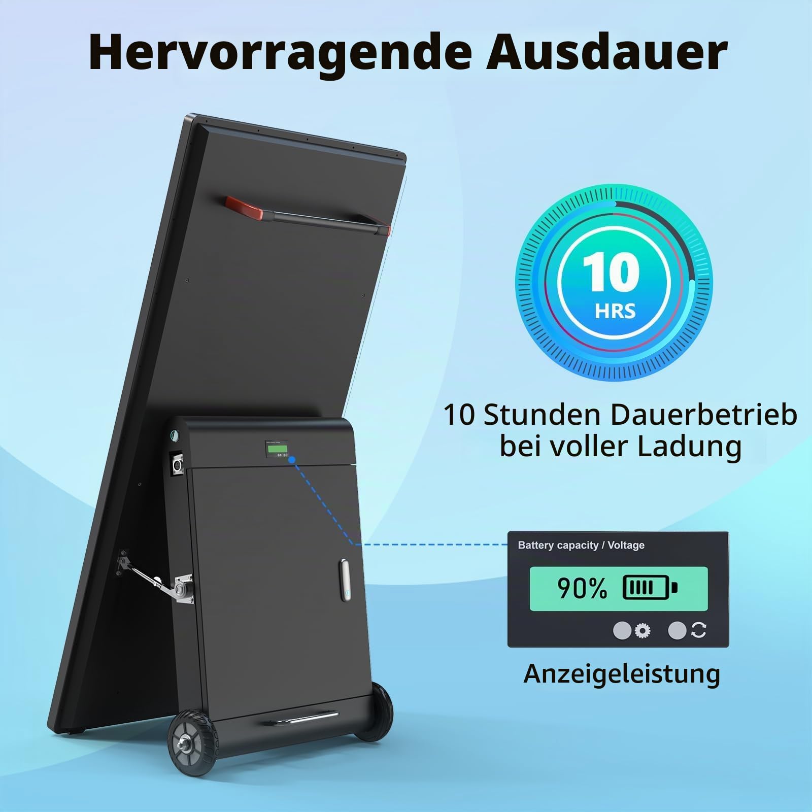 43 Zoll Digitales Werbedisplay im Freien Kundenstopper Digital Signage Player Android OS Gehwegaufsteller Werbetafel IPS HD Plakataufsteller LCD Plakatständer in schwarz