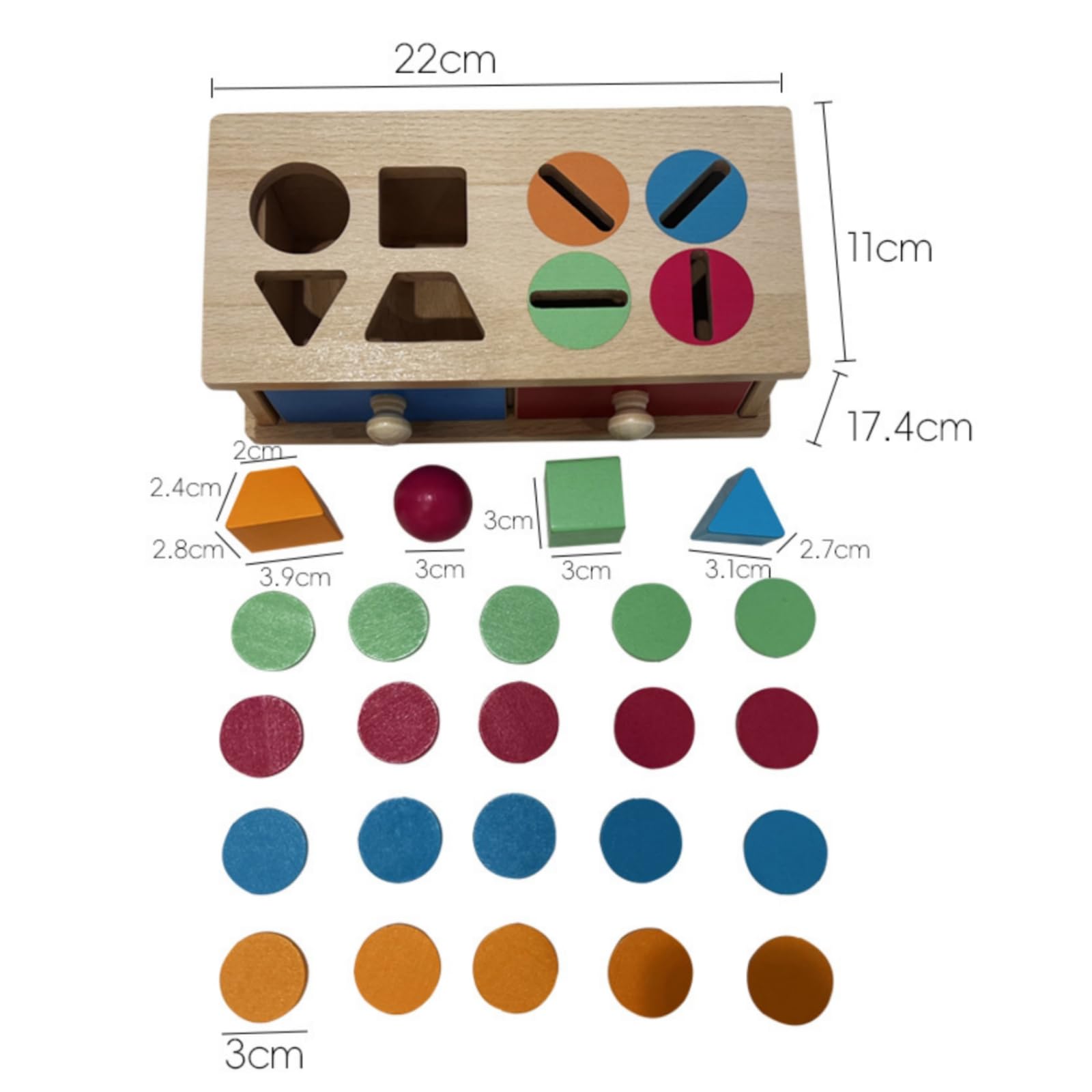 Qianly Boîte à Formes en Bois Hêtre Coloré Ludique, Boîte D'apprentisge Pièces Géoméques en Bois, Intactif, J Éducatif, École Matnelle