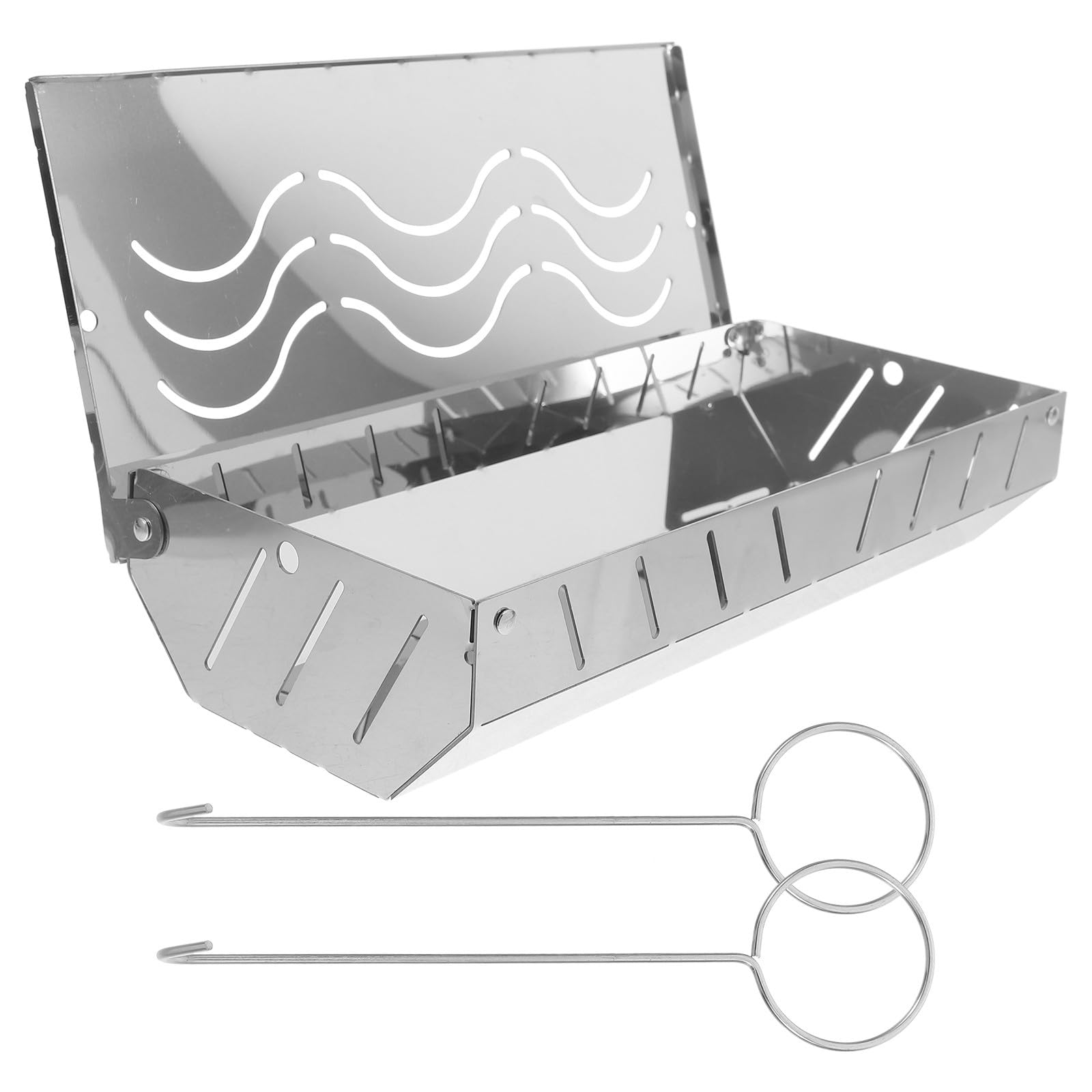 Scatola per Affumicare la Griglia in Acciaio Inox Bianco | Coperchio, Design Portatile e Posizionamento Semplice, per Grigliatura e Cottura All'aperto