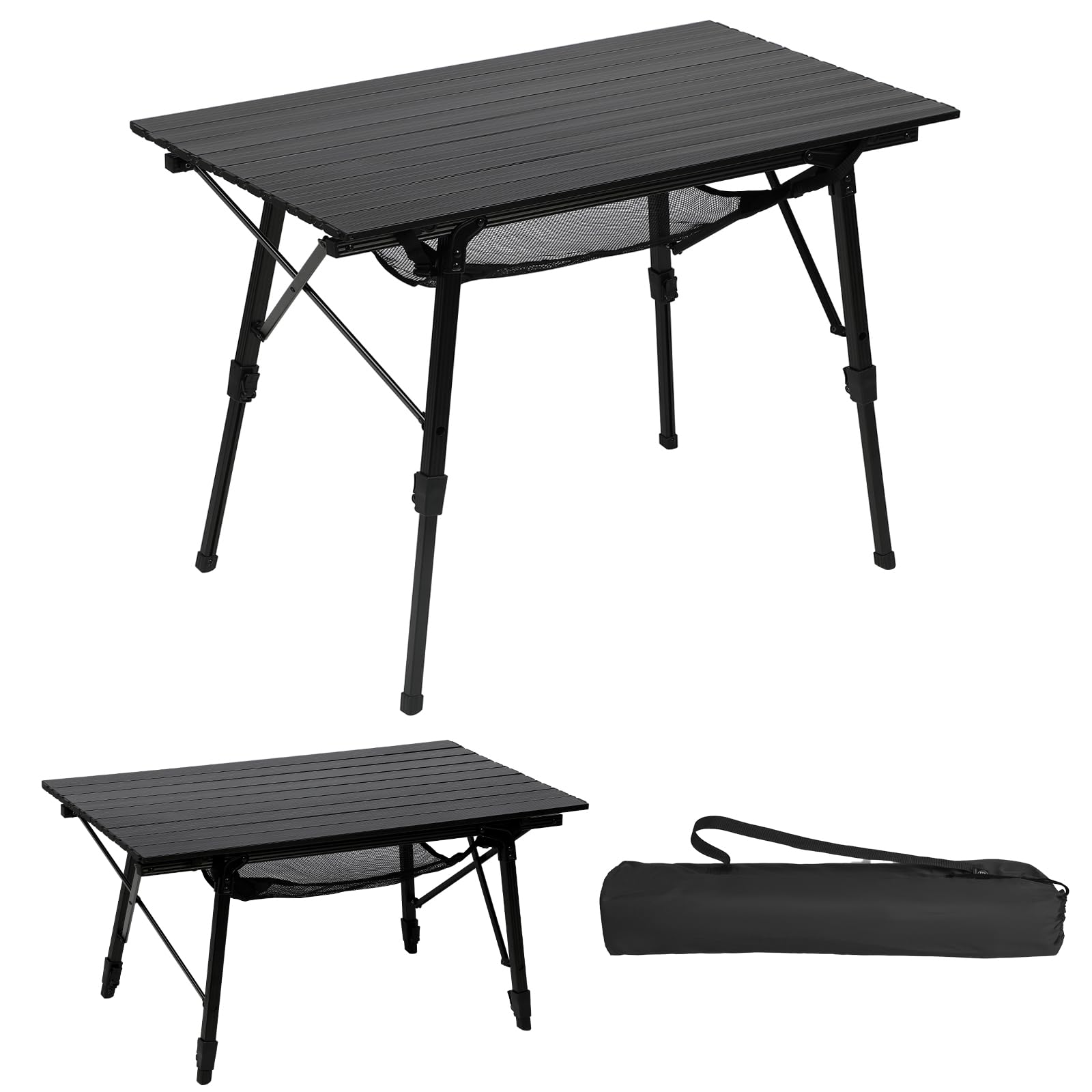 PORTAL Camping Tables That Fold up 90×53cm Picnic Table Folding Portable with Height Adjustable Legs Collapsible 3ft Aluminium Rollup Outdoor Lightweight Foldable for Beach Fishing Garden BBQ