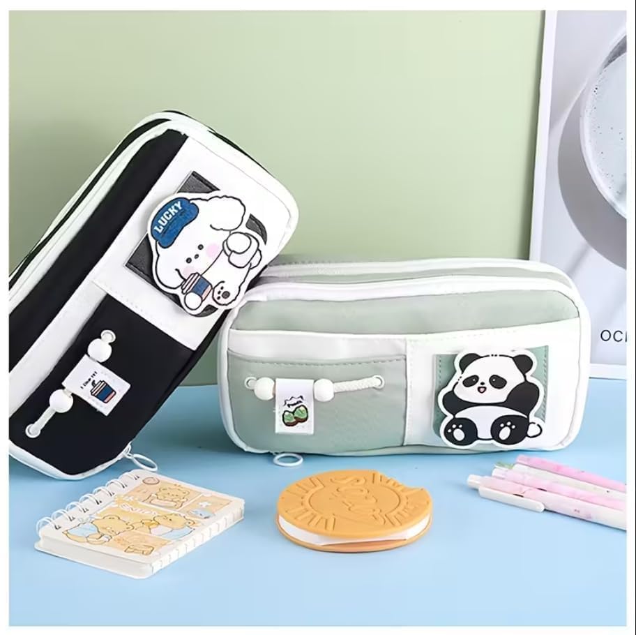 Image of Pencil Case Large Pencil Cases for Girls Boys Big Capacity Pencil Pouch with 3 Compartments School Stationary Office Aesthetic Pencil Pouch for School Kids College Students (Cute Dog)
