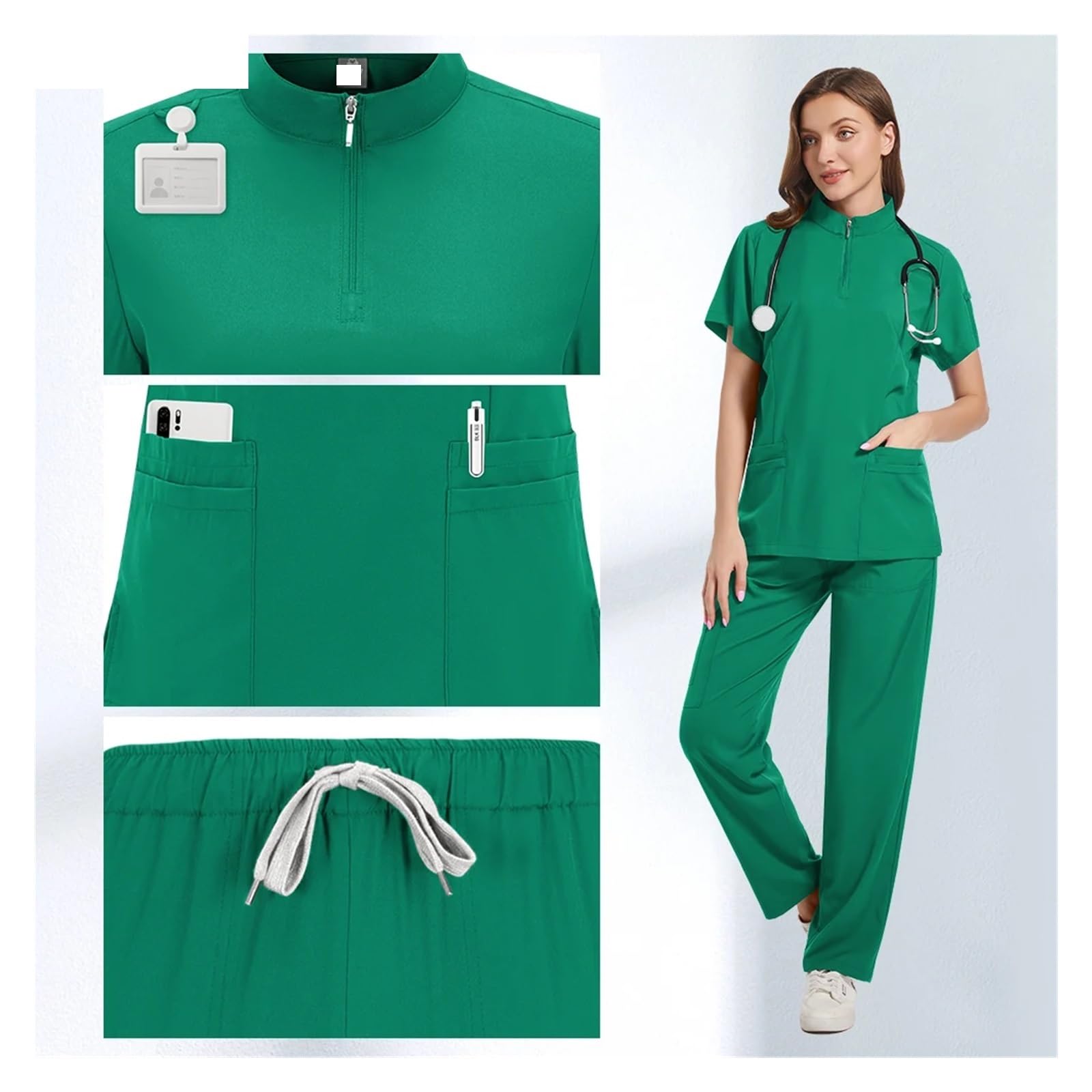 Uniformes quirúrgicos de enfermería for mujer, uniformes de médico y enfermera, pantalones rectos for hombre, ropa médica, ropa de trabajo for salón de belleza Para Uso Hospitalario(Black,XXL)