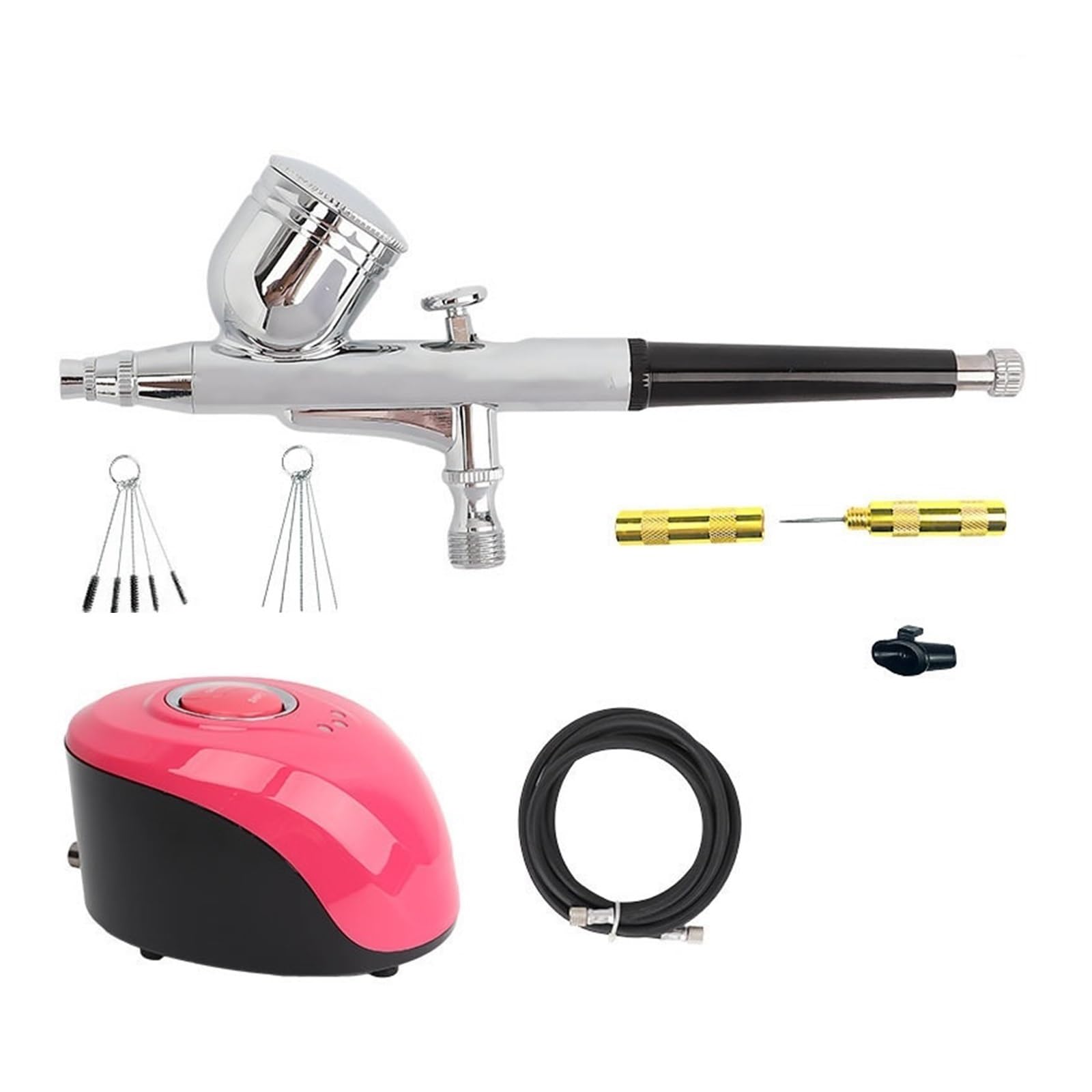 Kit compressore aerografo a doppia azione con pistola a spruzzo for vernice aerografo for nail art Make Up Kit pittura aerografo Per la pittura di graffiti, la nail art, il trucco(Red A1 set)