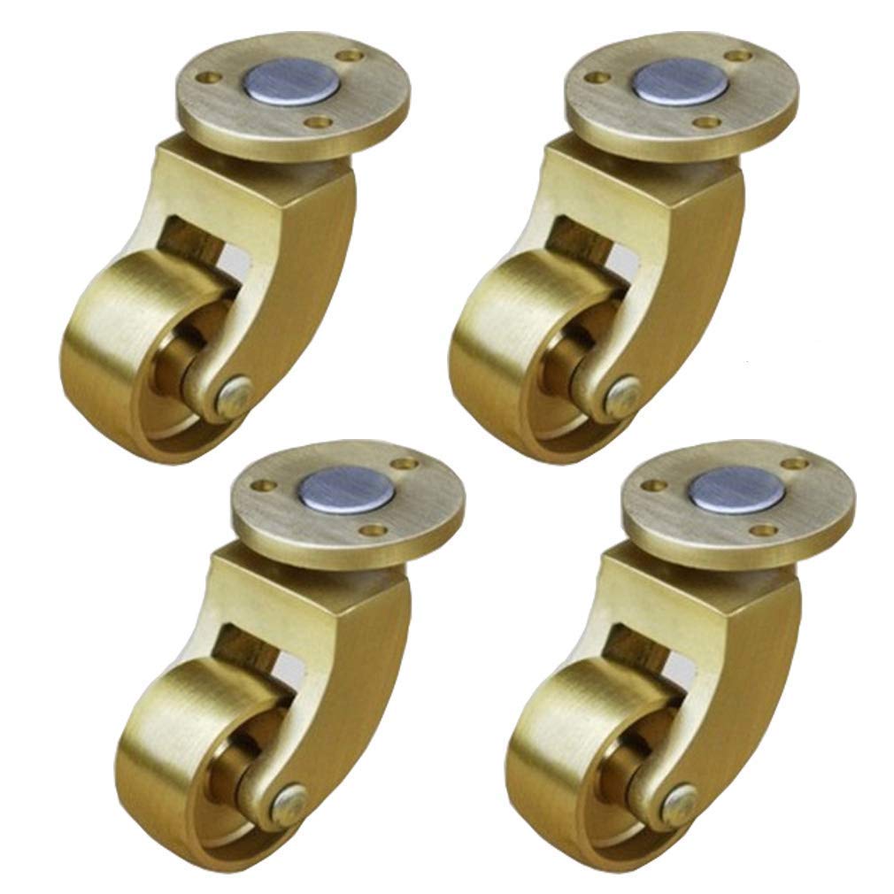 Roulettes pivotantes en laiton pour meubles et pianos avec vis de fixation - Lot de 4