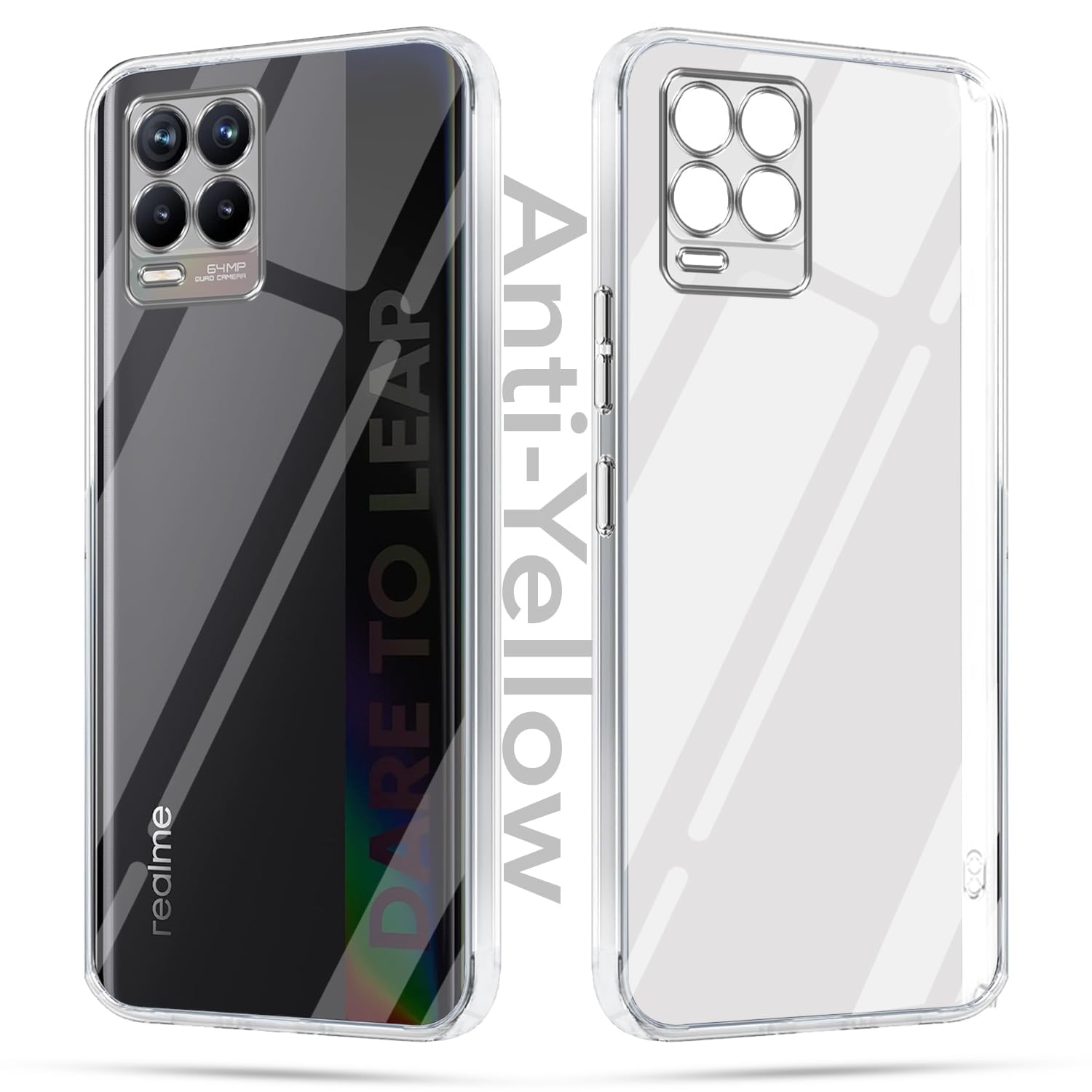 Jkobi Lifetime Anti-Yellow Clear Back Cover Case for Realme 8 | Realme 8 Pro (Sleek Hard Crystal | Shockproof and Camera Protection)