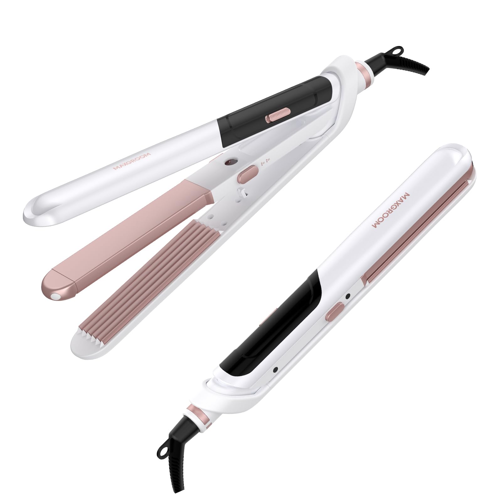 S.T.C. Hair Straightener 日本製 MAXGROOM 3-in-1 Hair Straightener & Crimper for Women, 30s Fast