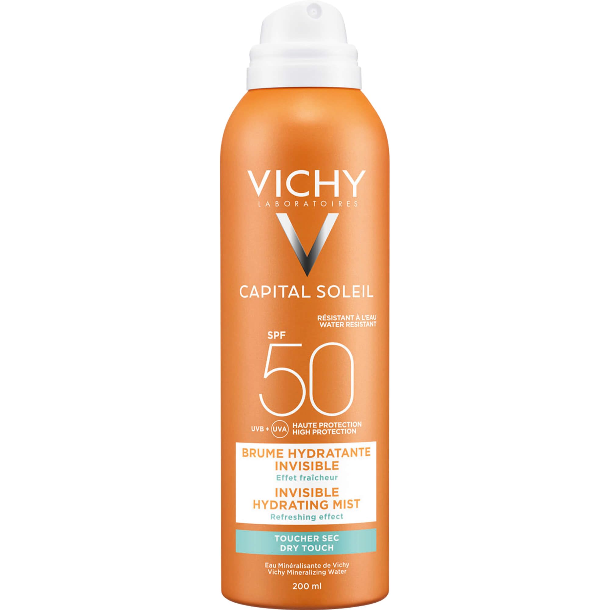 Vichy Capital Soleil Niewidoczna nawilżająca sucha w dotyku mgiełka chroniąca przed słońcem SPF50 200 ml