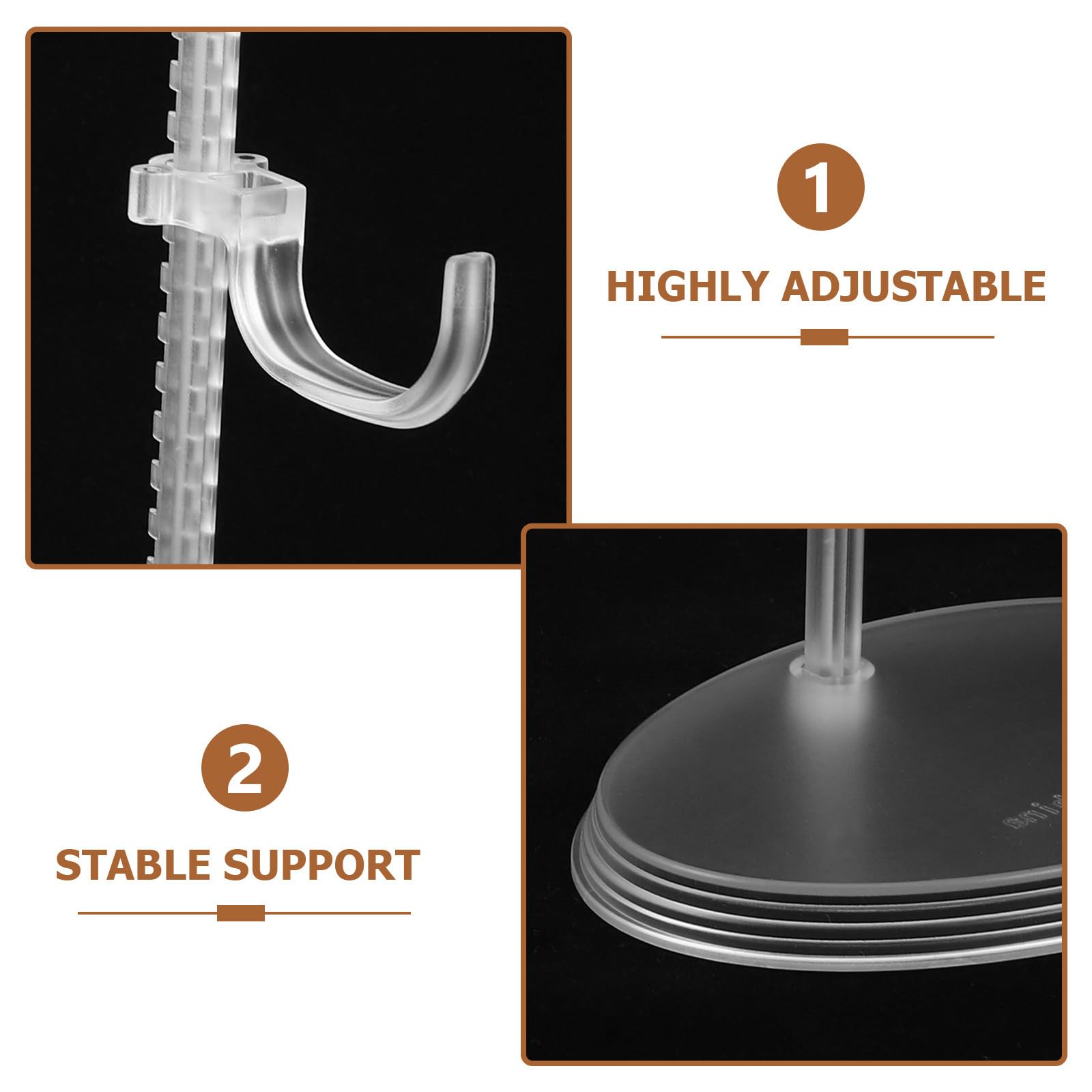 Gatuida Lot de 2 supports réglables pour figurines d'action - Présentoir pour poupées 1/6 - Support rétractable pour figurines stables - Supports pour modèles de collection