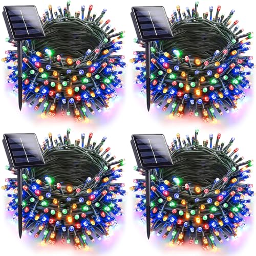Upgraded 4 Pack 160FT 400 LED Solar Christmas Lights Outdoor