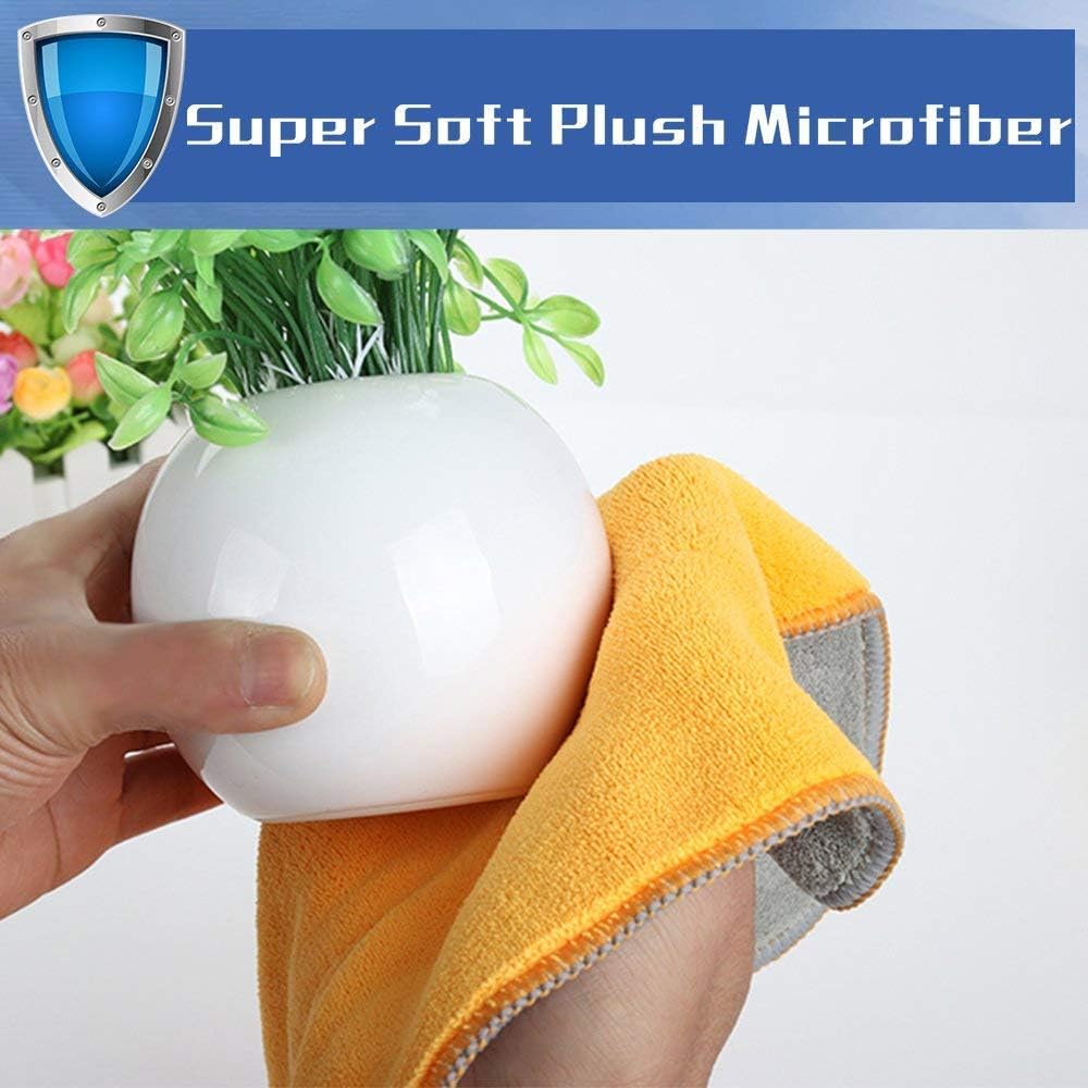 5-Pack Extra Thick Microfiber Cleaning Cloths, Super Absorbent Dust Cloths Dish Cloths with Two Color on Two Side, Lint Free Streak Free for Tackling Any Cleaning Job with Ease