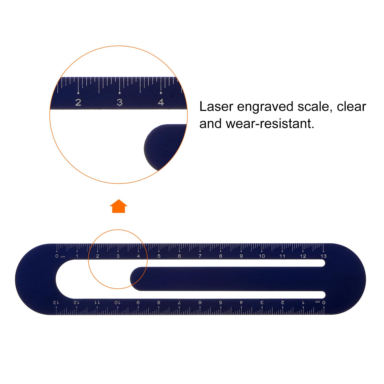 HARFINGTON 2 reglas rectas de 13 cm, regla métrica de clip de metal de aleación de aluminio en ambos lados, herramienta de escala de medición para medición, estudio, lectura, aula, oficina, azul