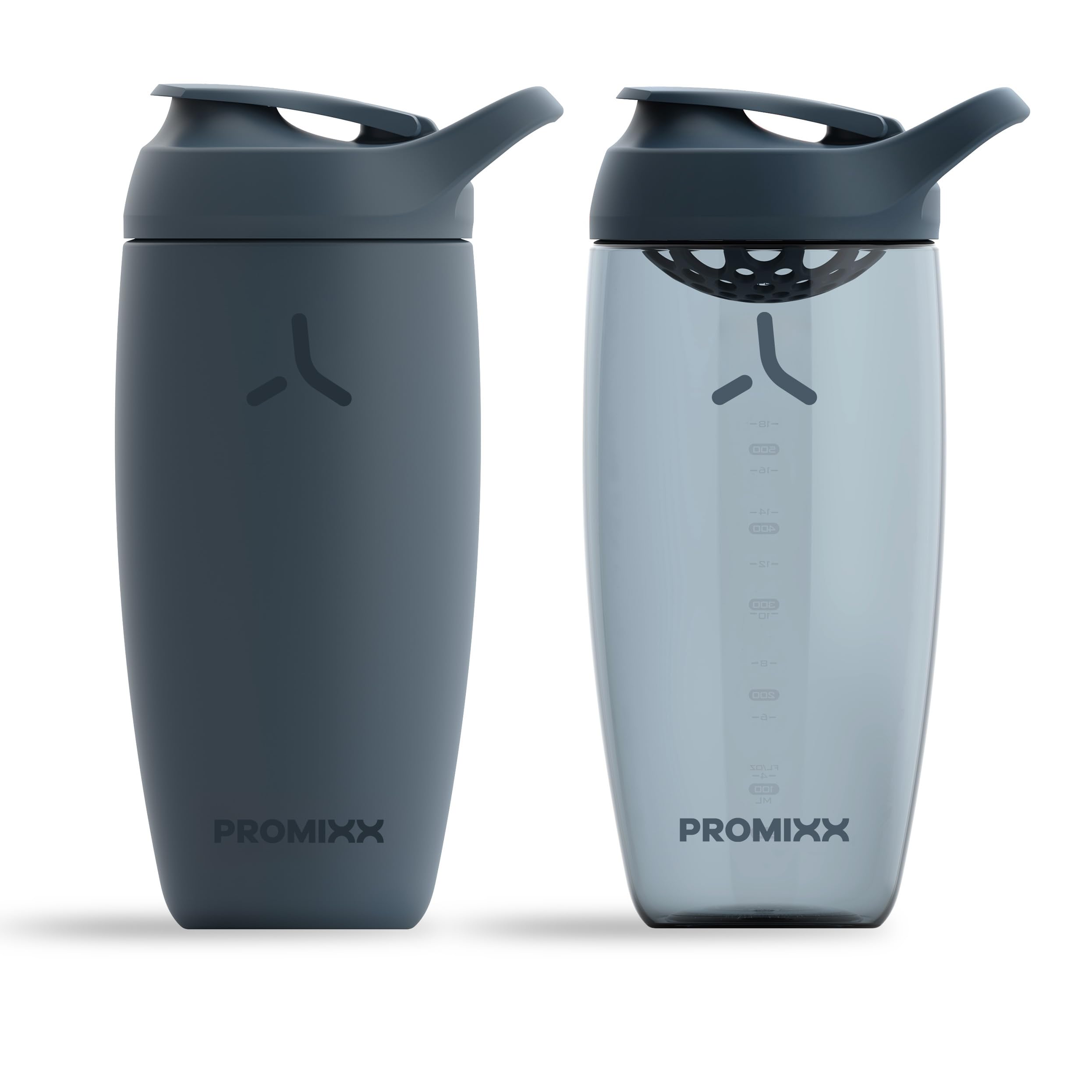 Promixx PURSUIT Protein Shaker Bottle 2-Pack – Premium Sports Shaker Bottles for Protein Mixes and Supplement Shakes – Stainless Steel 550ml, Ecozen 700ml, Midnight Blue