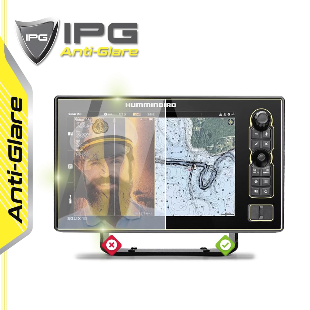 IPG Anti-Glare Made for Humminbird SOLIX 10 CHIRP MEGA SI+G3 Display Matte Finish Screen Protector Film, Perfect for Outdoor Use for Solix10