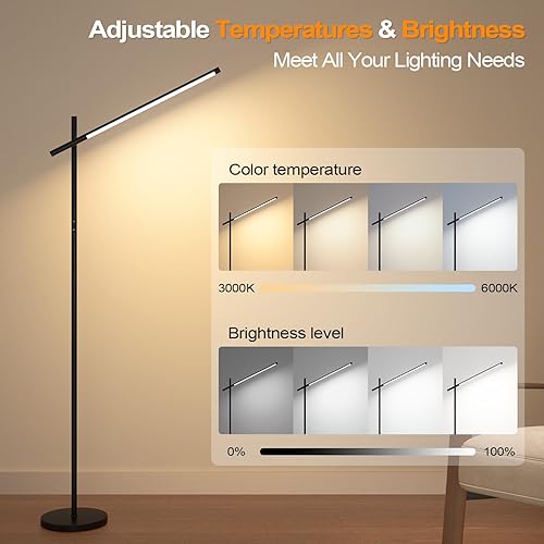 Miniatura 4 de Lámpara de pie LED de esquina, cabezal giratorio de 360, súper brillante, 1800 lúmenes, regulable, minimalista, con control remoto, luz de esquina