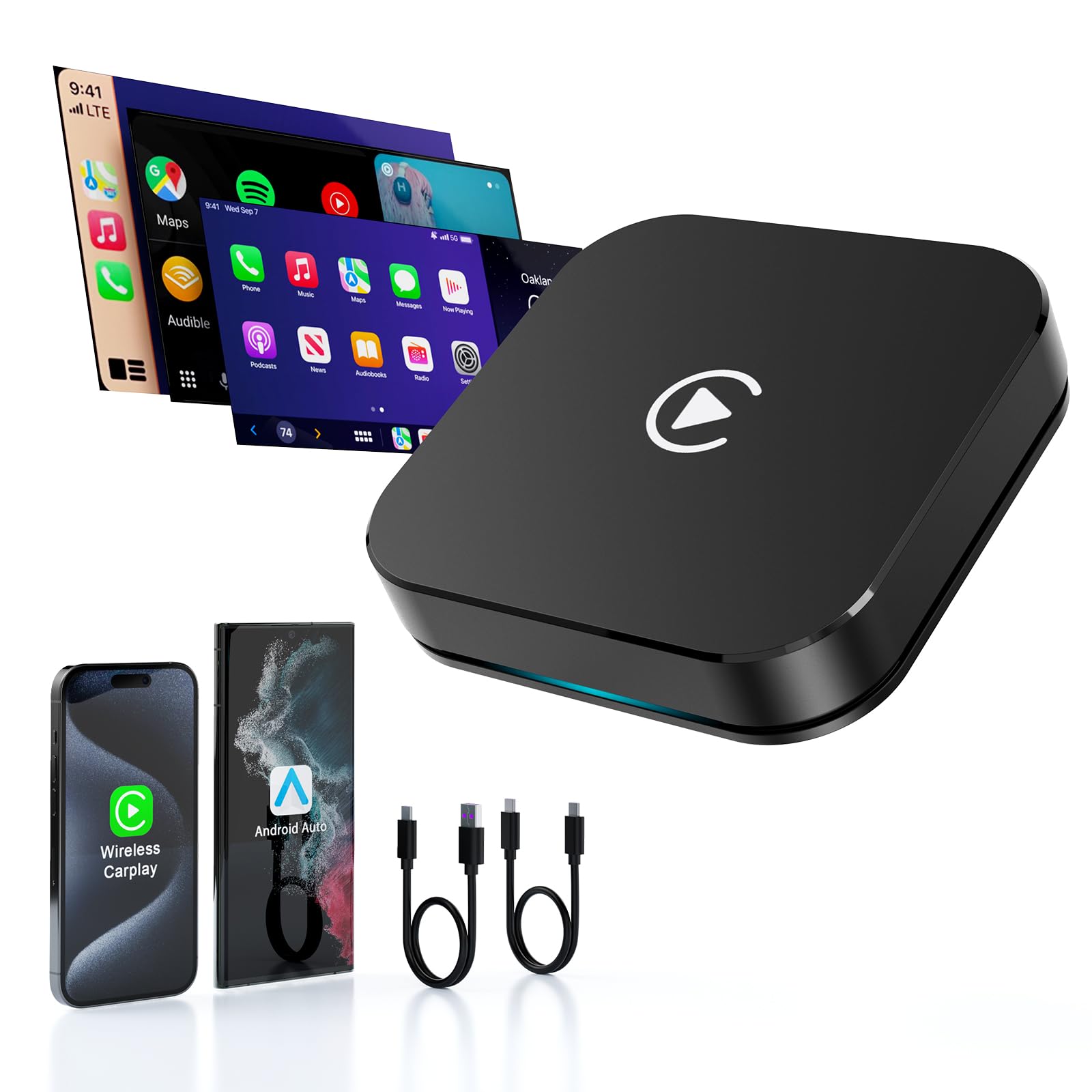 Android Auto Wireless CarPlay Dongle for iPhone/Android 2024 New Car Box Android Dongle Plug & Play 5GHz Automatic Connection Magic Link CarPlay Dongle for 2016-2024 Cars with OEM Wired CarPlay