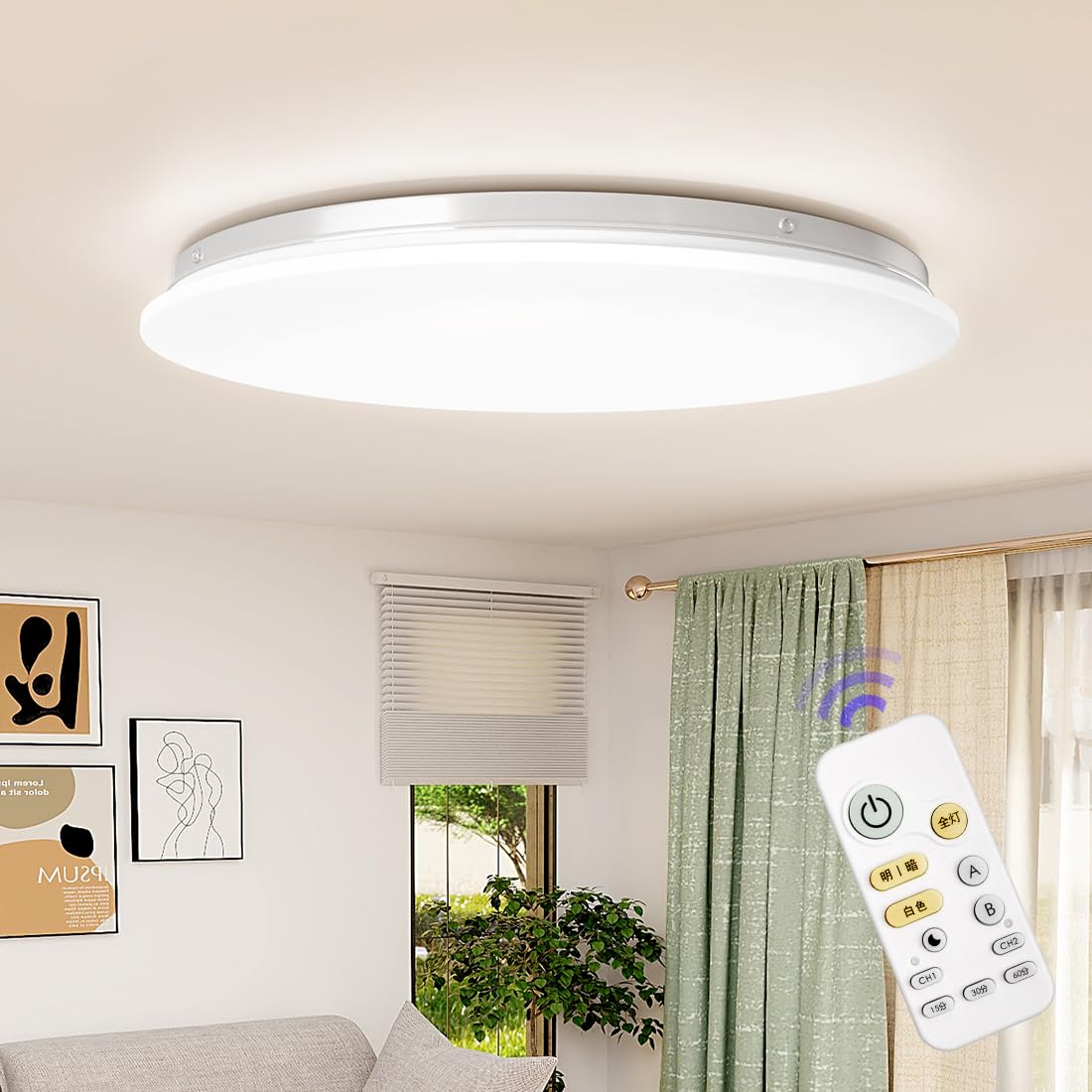 Amazon.co.jp : POOPEE LEDシーリングライト 8畳 薄型 リモコン付 28W