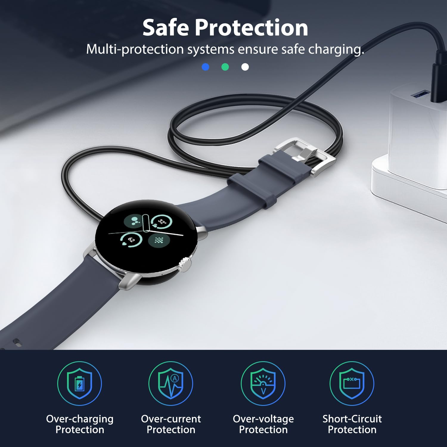 Cavo Ricarica Magnetico Per Google Pixel Watch 3/2 E Fitbit Versa/Sense - 3,3Ft Tipo-C, Ricarica Veloce - Foto 8