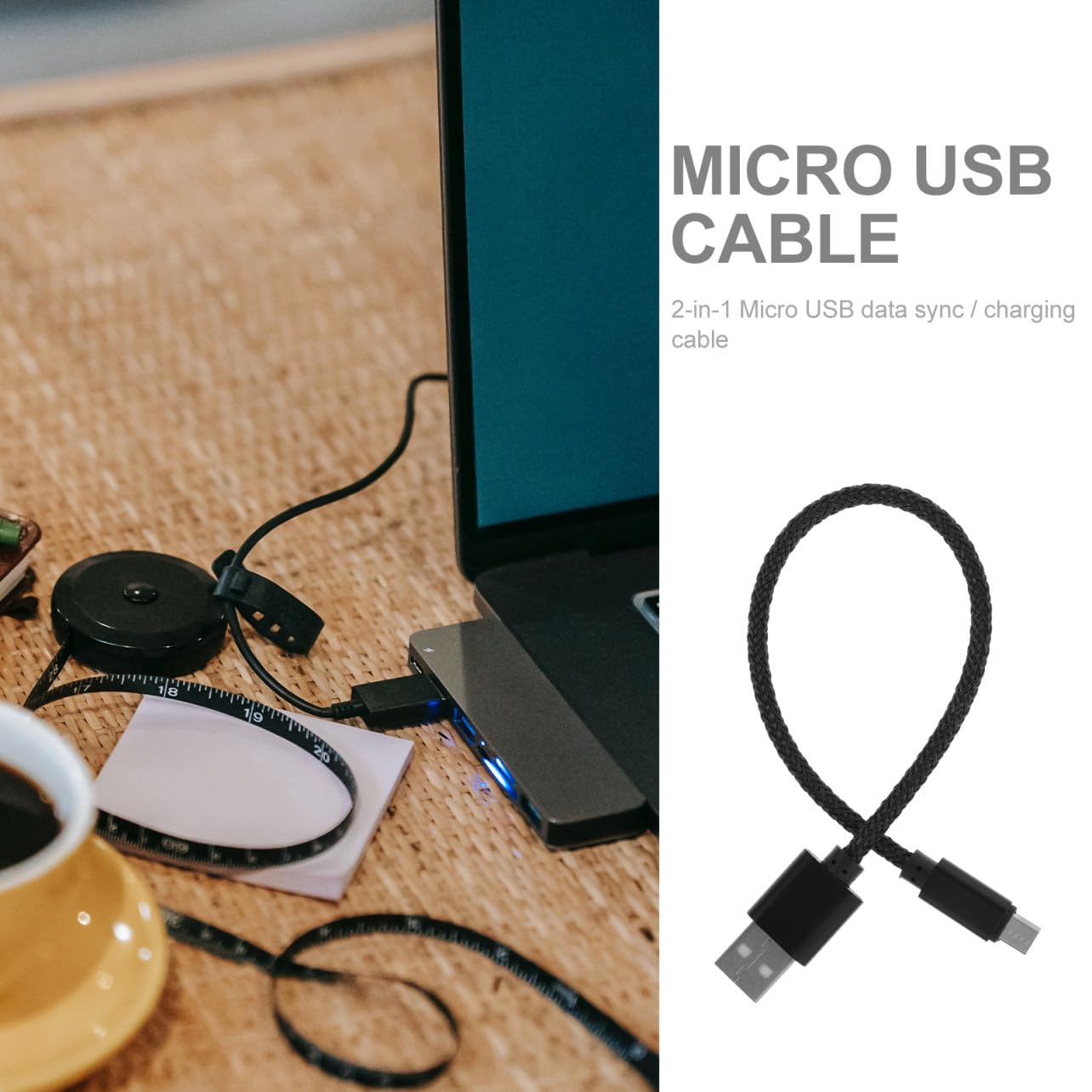Hemobllo 15pezzi Cavo Usb Nylon Intrecciato Per Sincronizzazione Dati e Carica Rapida Compatibile Con Smartphone e Tablet Nero
