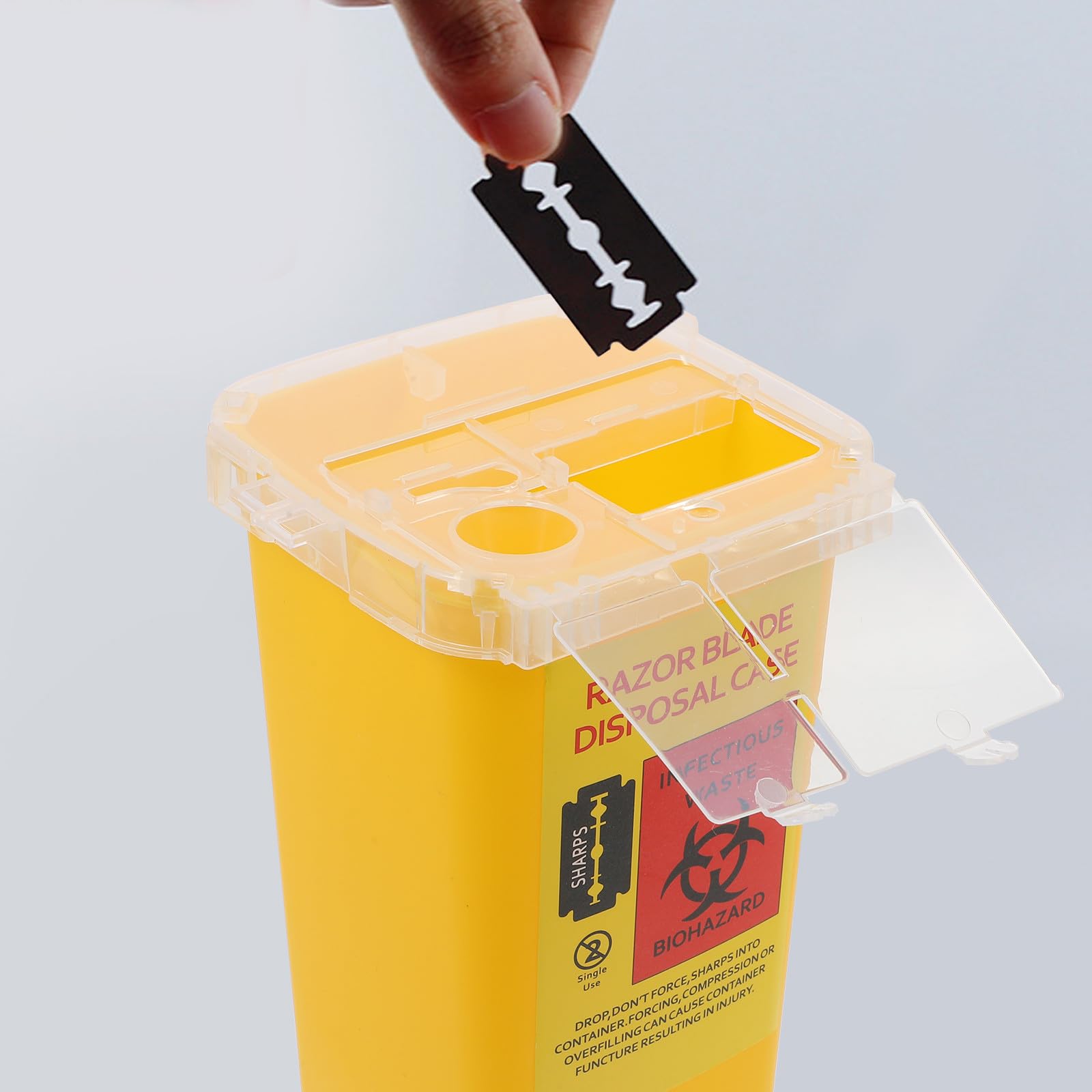 Scatola Porta Lame Usate in Plastica Abs Gialla per Smaltimento Sicuro