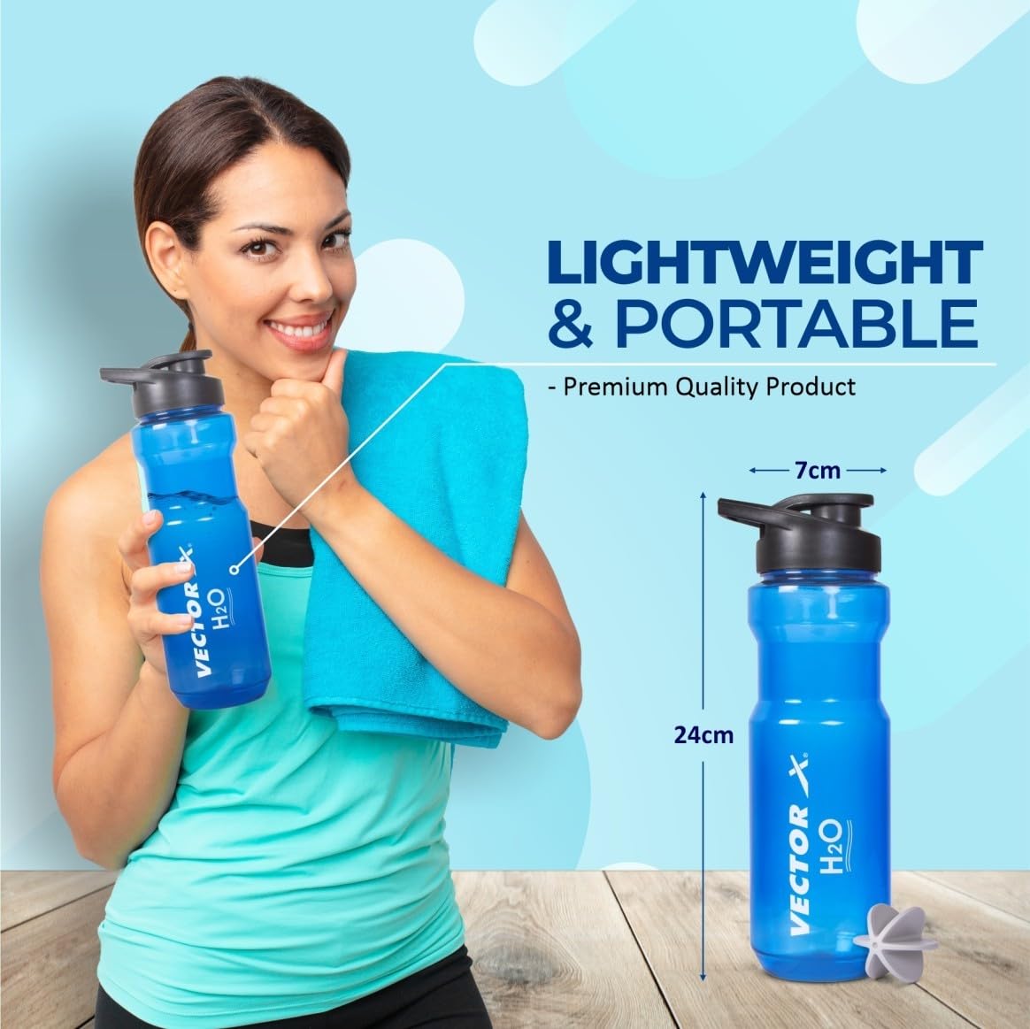 Vector X H2O Sipper Water Bottle, 750ml Leak Proof Bottle, Non