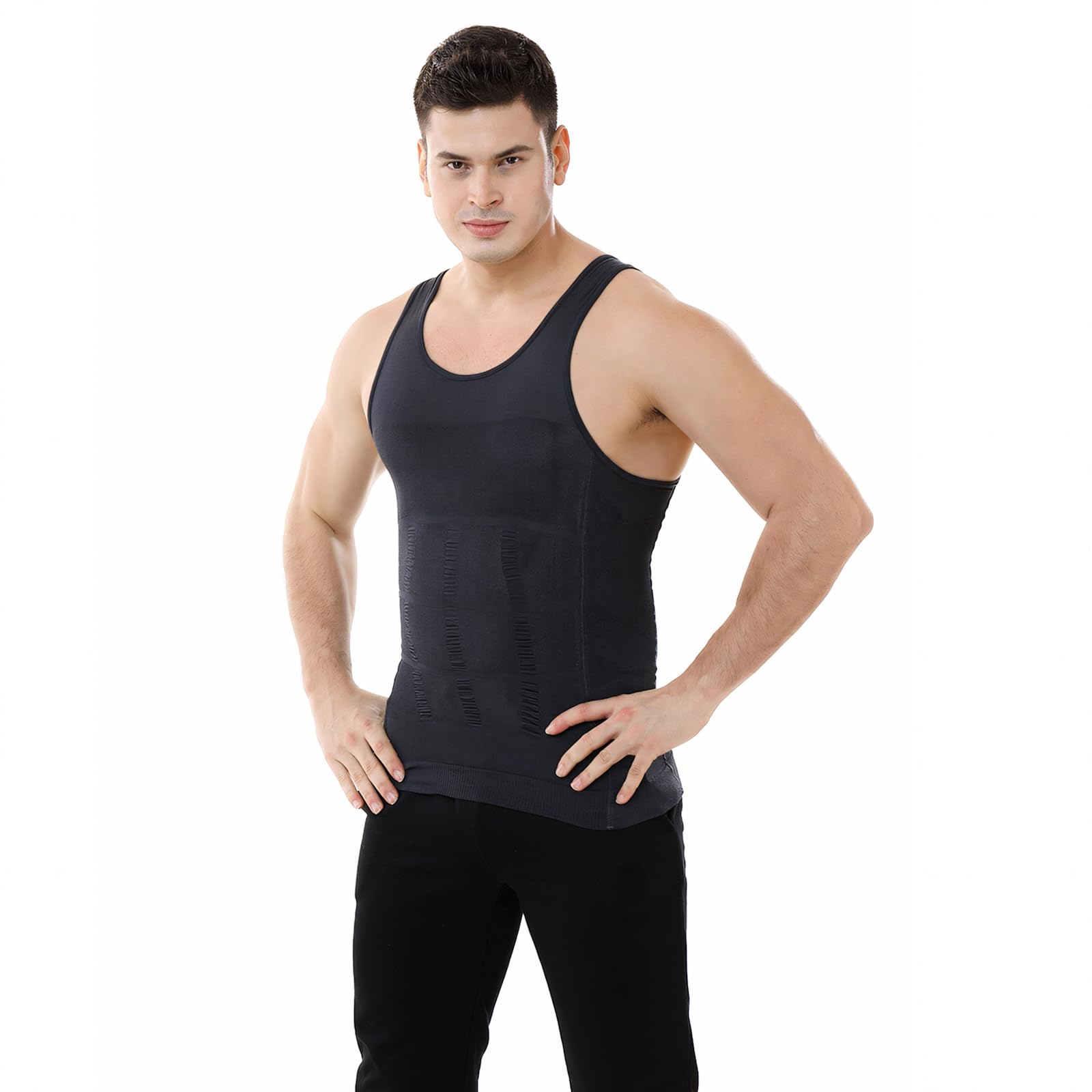 TopTie 5 Camisetas Interior de Tirantes elástica con Faja Reductora de Hombre Camisetas de Compresión Chaleco Adelgazar