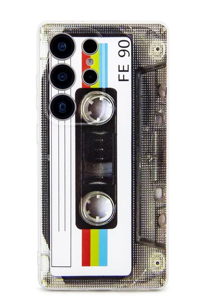 FAteamll Case for Galaxy S25 Ultra Shockproof Scratchproof with TPU Soft Bumper Retro Cassette Tape Case Compatible with Samsung Galaxy S25 Ultra