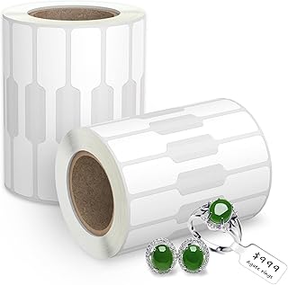 1000 Pcs Jewelry Price Tags Stickers Roll for Necklace Earring Price Identify, Labelchoice Rectangle Shape Self Adhesive White Blank Dumbbell Jewelry Tags Stickers for Bracelet, Ring, Clothing Display