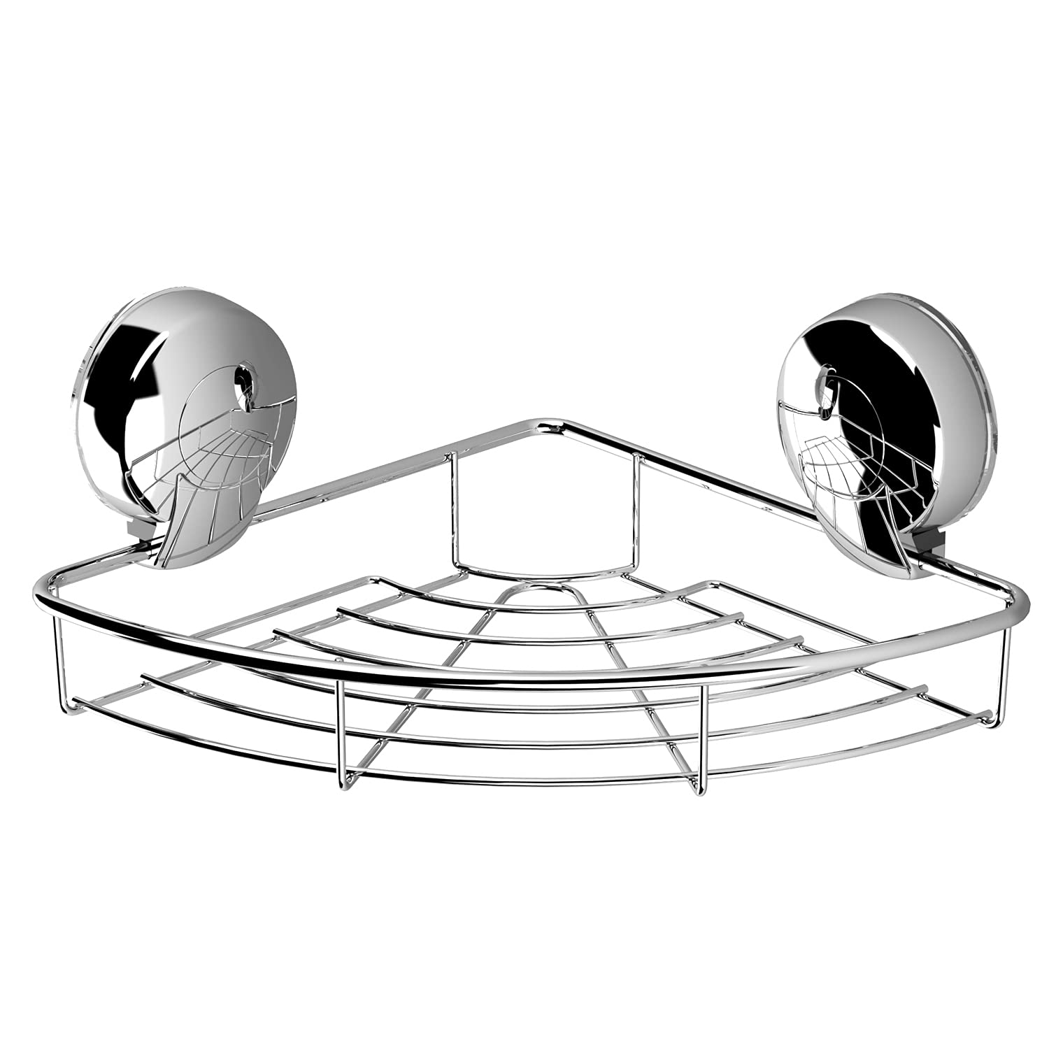 Showerdrape Shower Basket Storage Floating, Suction Bathroom Organiser For Toiletries Shampoo Holder Bathroom Accessories Chrome Shower Shelf No Drilling Bathroom Caddy Sponge Holder