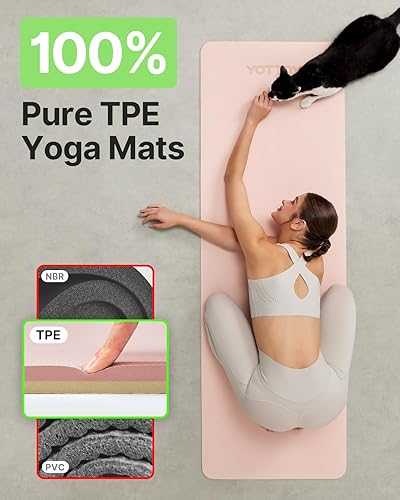 Miniatura 3 de Tapete de yoga, tapete de ejercicio TPE antideslizante (14 de pulgada) para pilates, fitness y entrenamientos descalzos, estudio de gimnasio en casa