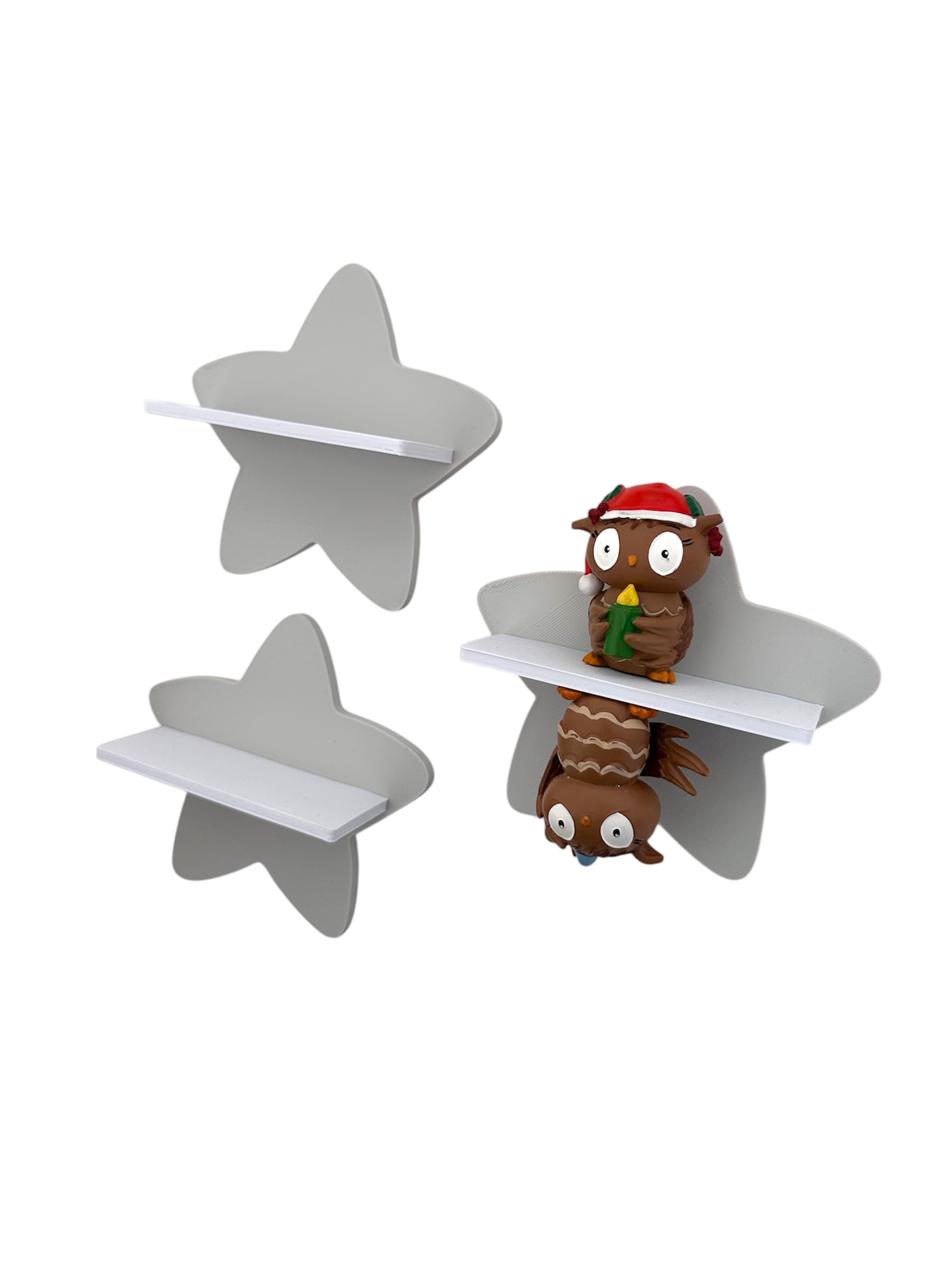 Mini Stern-3er-Set kompatibel für Toniefiguren, Tonieregal Toniebox Tonie Erweiterung - Erweiterungsregal - Kinderzimmer (Hellgrau)