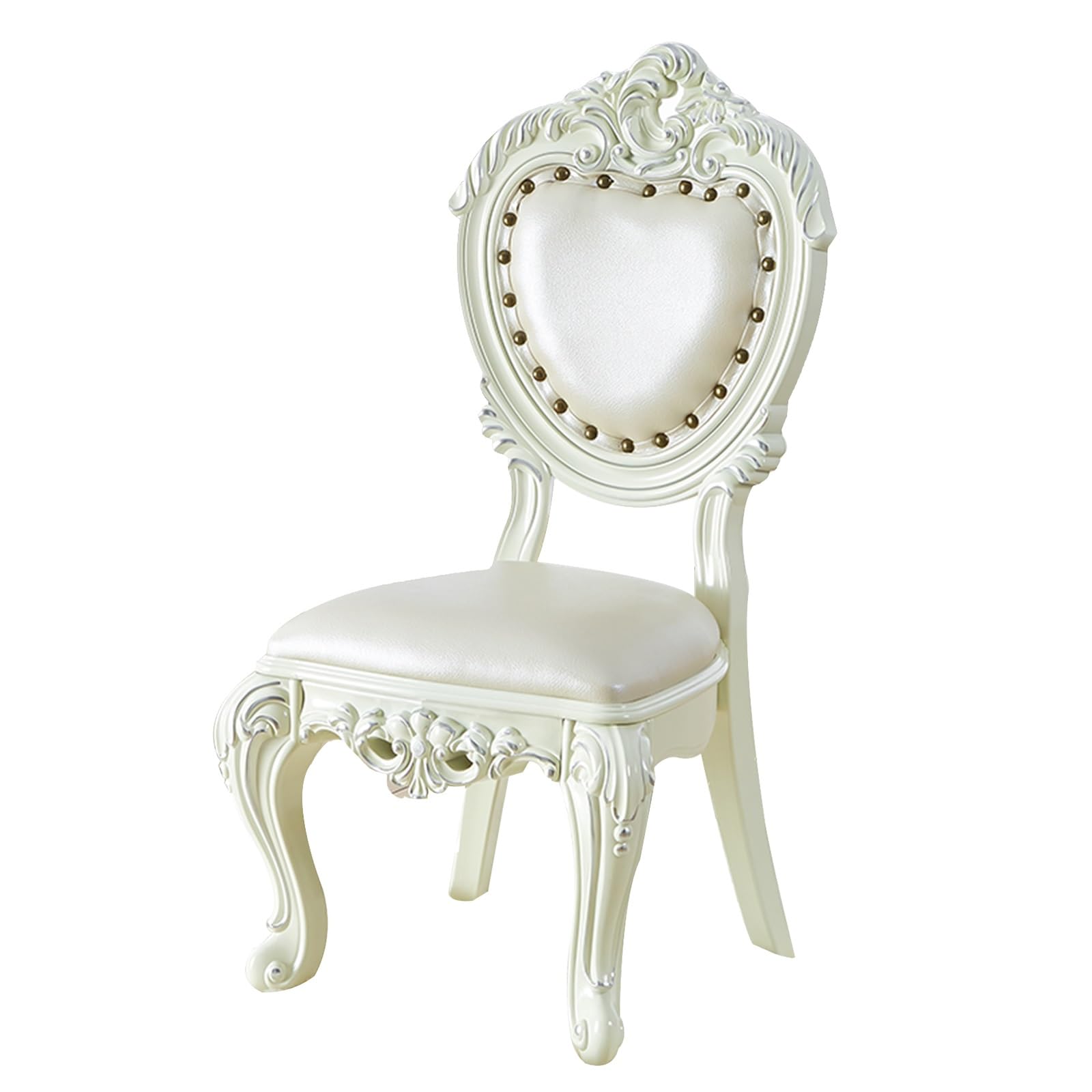 Yclty Kids Chair Vintage Style, Small Makeup Chair, PU Leather Chair with Backrest, Childrens Chair Ages 3-10(White)