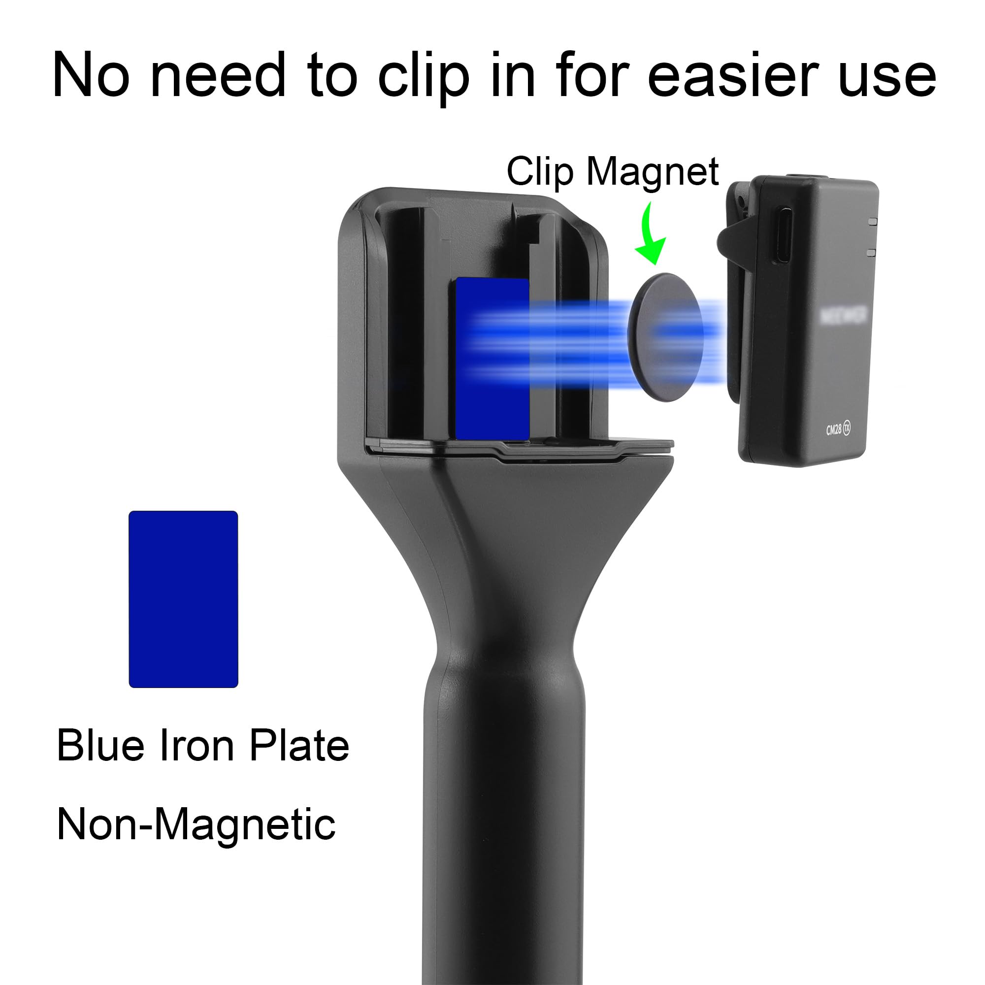 JCMOYUTY Stand for Magnet Handheld Mic Mount Neewer CM28, PQRQP 3 in 1 Microphone, GODOX Magic XT1, RIBIU LIBERVOX WM01, Gamiity M9 Wireless Lavalier Mic Interview Handle Adapter