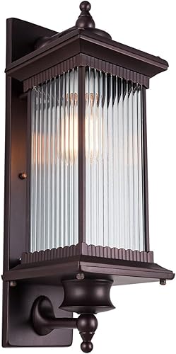 HuaShuani Luces de pared al aire libre, lámparas exteriores para porche, luces de pared para patio, montaje en pared con pantalla de vidrio, IP65