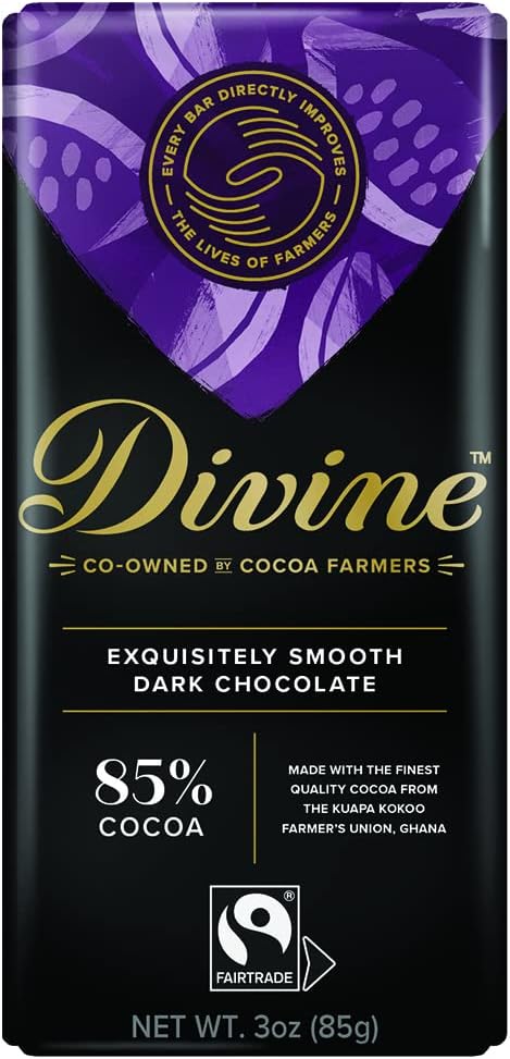 Divine Chocolate Bars - 85% Dark Chocolate - Made with Fairtrade Cocoa, Natural Ingredients, No Artificial Flavors | 3oz. Bars (12 Pack) Brand: Divine Chocolate
