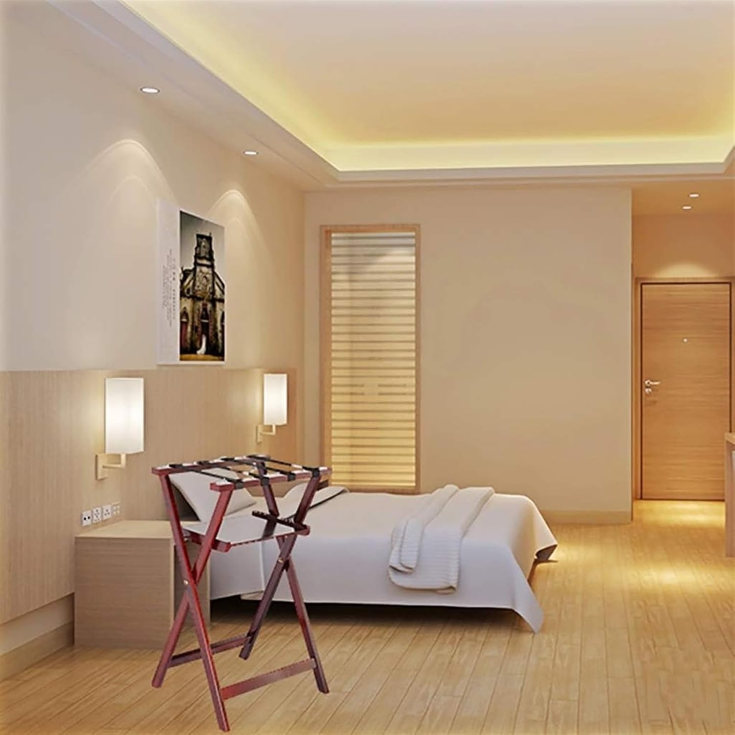 バゲージラック 荷物置き ラゲッジラック スーツケース ラック 耐久性のある折りたたみ式荷物ラック ホテルの部屋用木製折りたたみ荷物