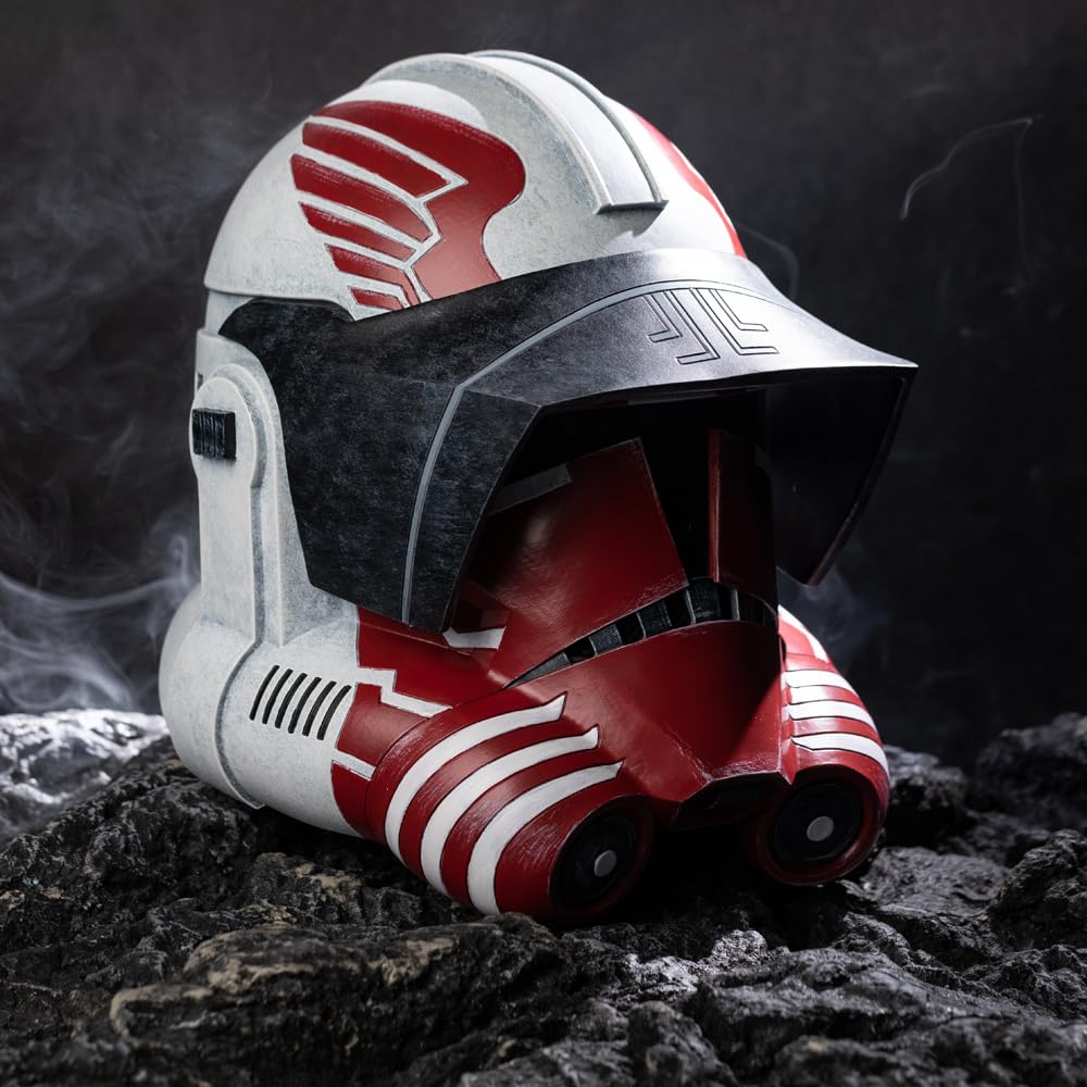 Trooper Casco SW Black Series Cosplay Costume da collezione, in resina, per cosplay, maschera a testa piena, per adulti e costumi per Halloween (rosso e bianco)
