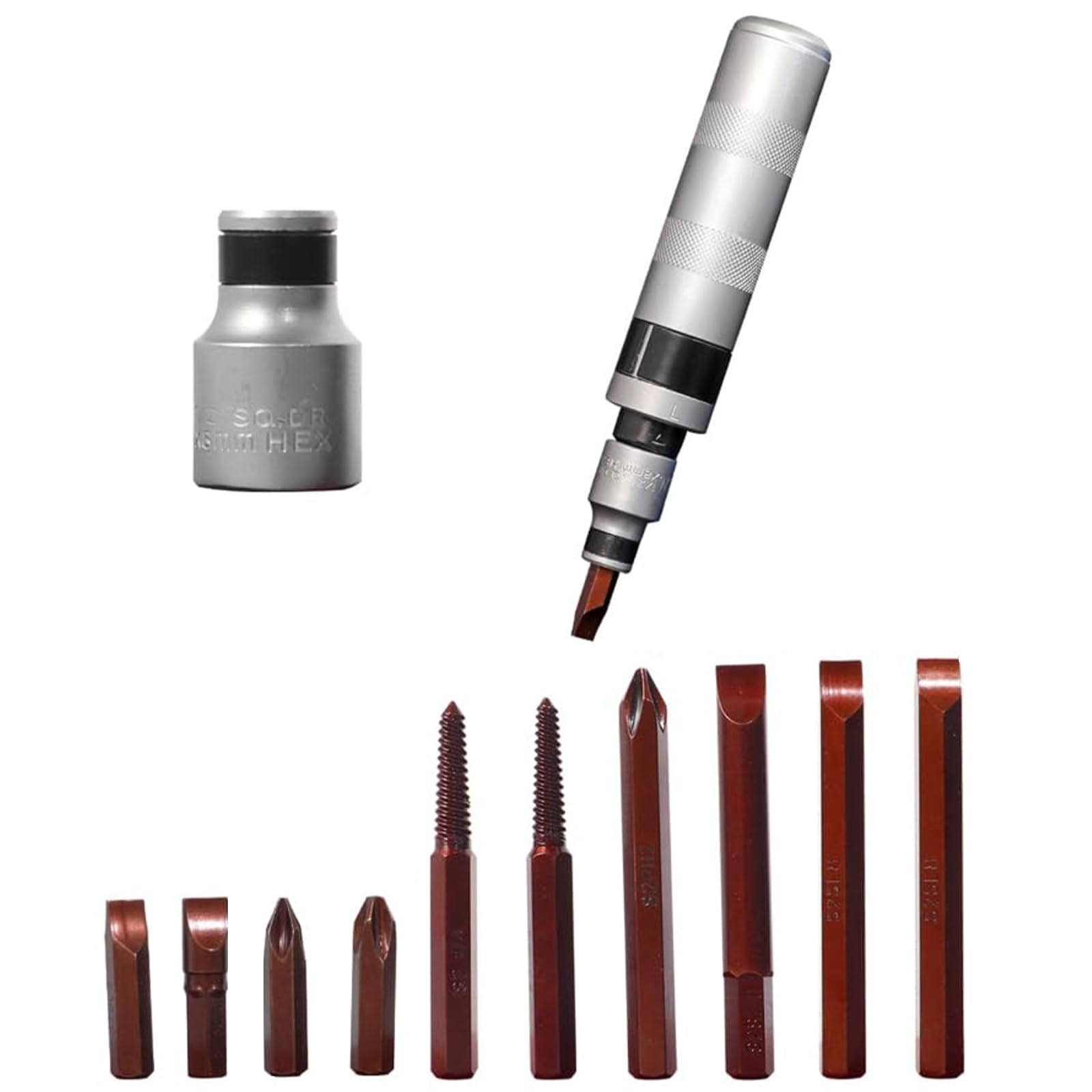 12Piece / Set Heavy Duty Impacts Driver Extractor Tool Carbon Steel Rusted Screw Removers for Home Garage Workshop Impacts Screwdriver