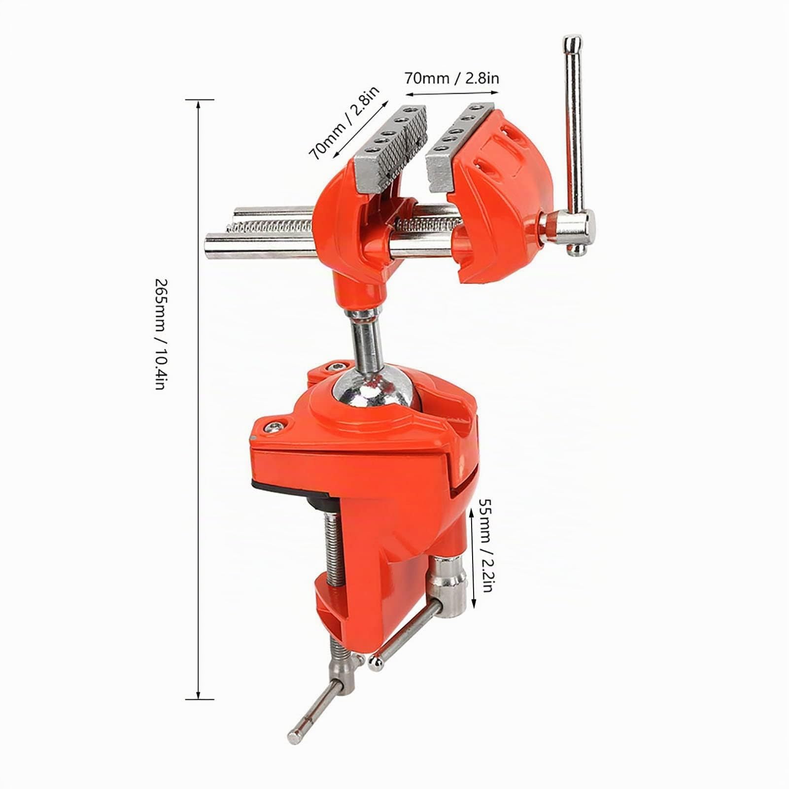 Tornillo de Banco Giratorio para Mesa, Mini Prensa de Banco con Base Giratoria 360°, 70 mm, para Carpintería y Banco de Trabajo