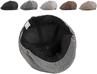 Men's 8-Panel Flat Cap – Lightweight Summer Hat, Adjustable (56-59cm), Newsboy Baker Boy Style