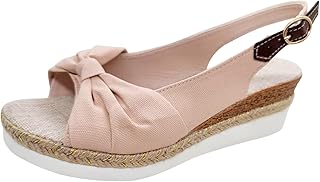 Sandalias de Senderismo Mujer Sandalias Rosa Palo de hebilla cuña inferior informales tela color sólido verano a la para mujer