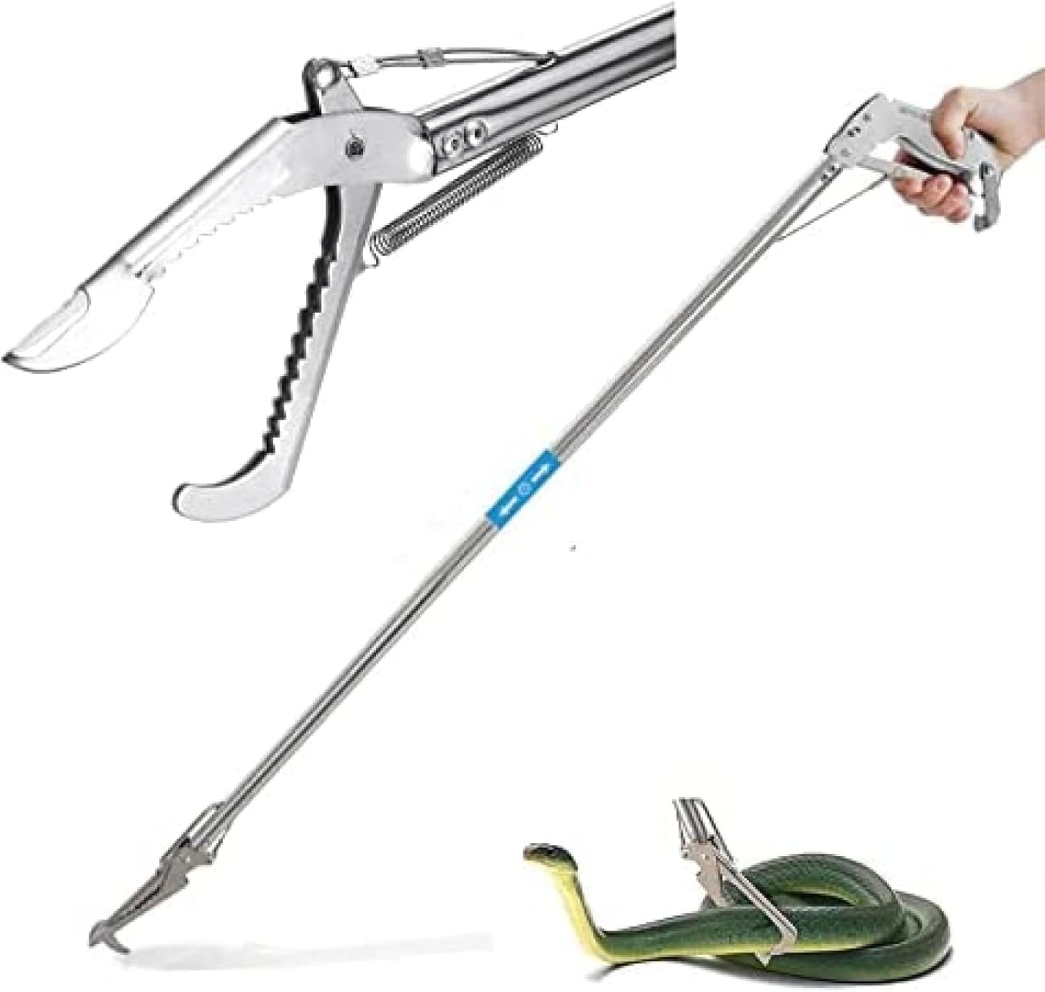 Pinza per Serpenti Pieghevole Retrattile, Pinza Professionale per Rettili, Pinza per Serpenti Pieghevole A Ganasce Larghe, Strumento di Controllo dei Serpenti in Acciaio Inossidabile, 150cm/59in