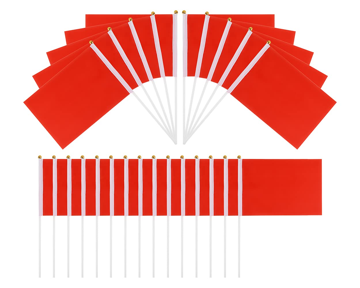 SCSpecial Small Flags 25 Pieces Mini Handheld Flags on Stick 8.2 Inch x 5.5 Inch Outdoor Flags for Parades and Decoration (Red)