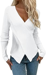 Generisch Sudadera de manga larga para mujer, color liso, jersey de punto, camisa occidental para mujer
