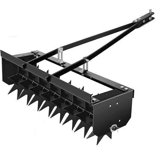 35" Tow Spike Aerator Tool Tow Behind Lawn Aerator, 200 LBS Pull Behind Aerator Riding Mower with Steel Nails, Tractor Aerator for Farm Planting, Black