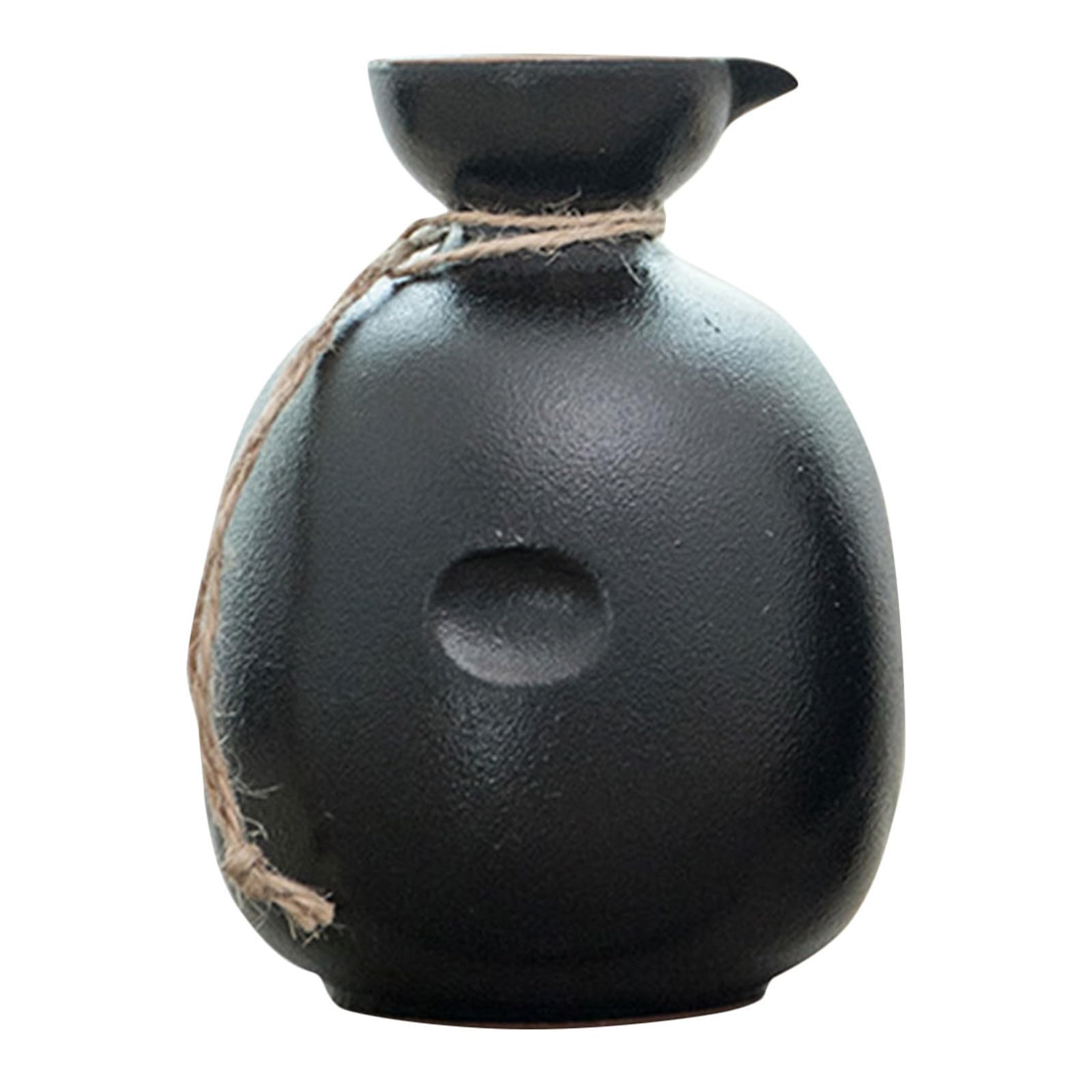 Cruche à saké japonaise en céramique noire 300 ml solide style japonerie