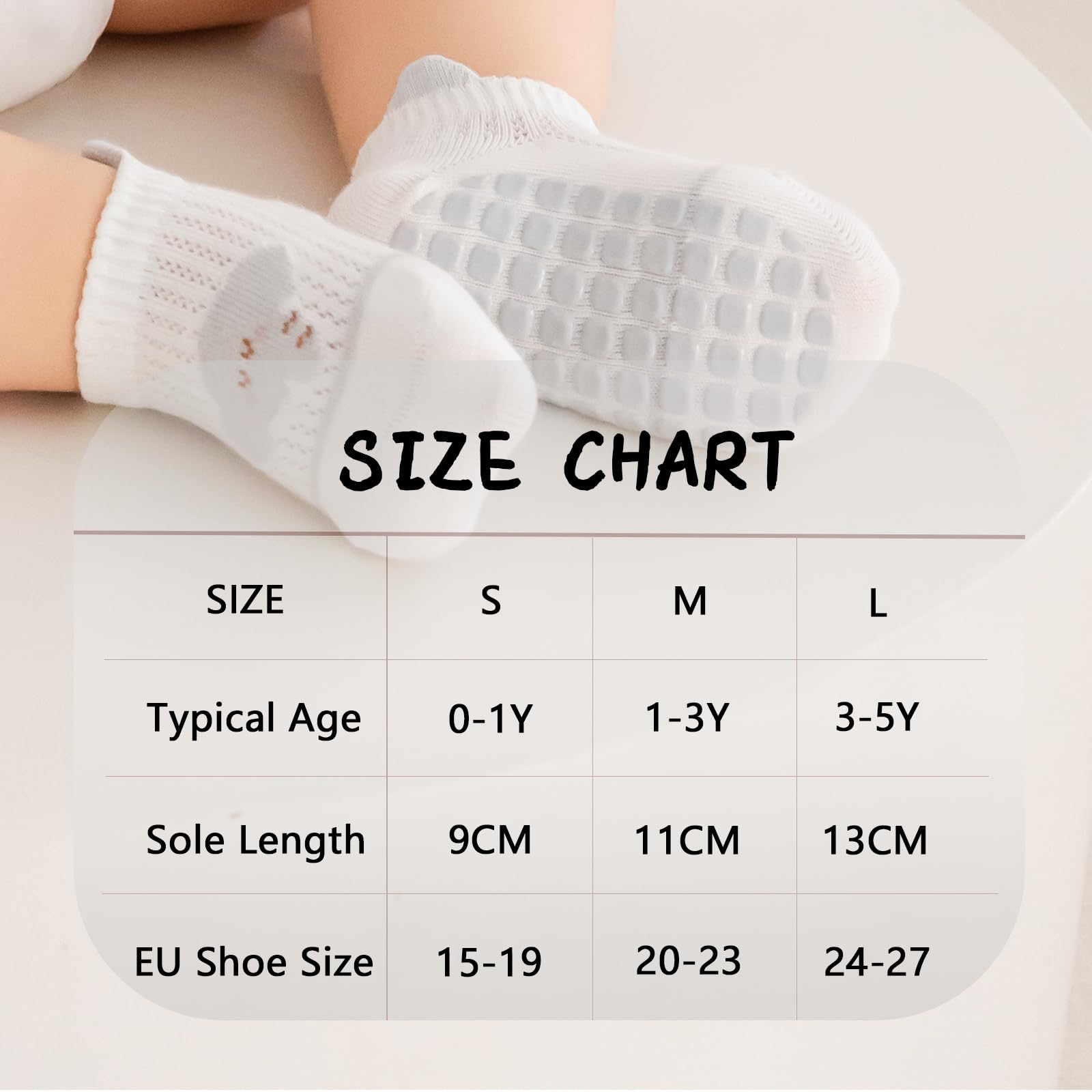 Bebé Antideslizante Tobillo Calcetines con Agarre Algodón Transpirables para Bebés Niños Niñas 5 Par Multicolores - 5