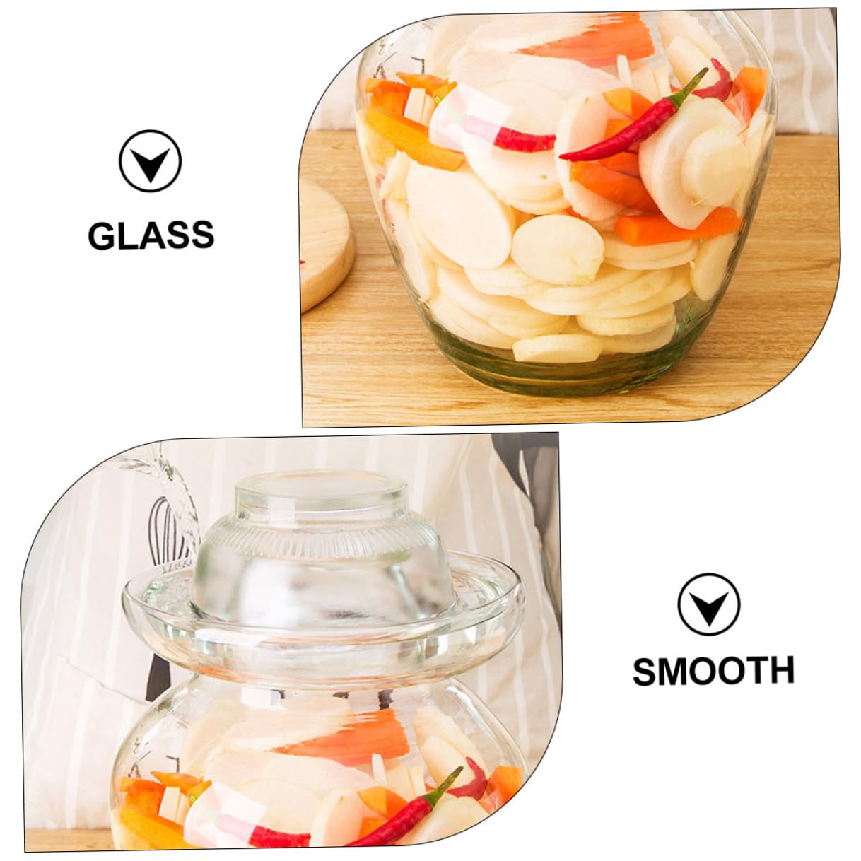 Tarro de Vidrio para Encurtidos de 10 Litros Tapa Hermética, Recipiente Transparente para Fermentación de Kimchi y Conservación de Alimentos en Cocina